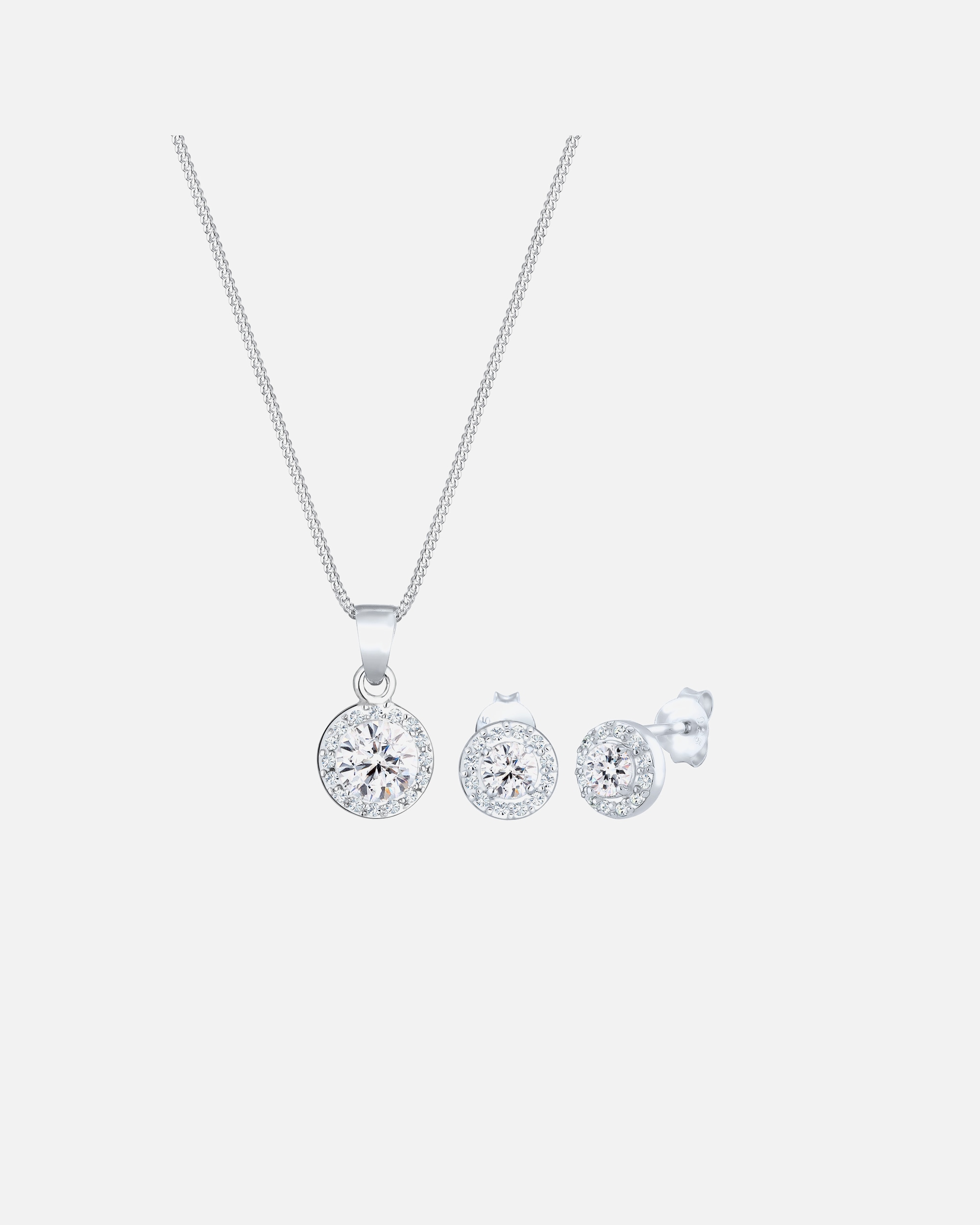 Ozdoby dla Kobieta Elli PREMIUM Damski zestaw zawieszek solitaire kolczyki sztyfty z kryształami w srebrze próby 925 Sterling Silver silberfarben