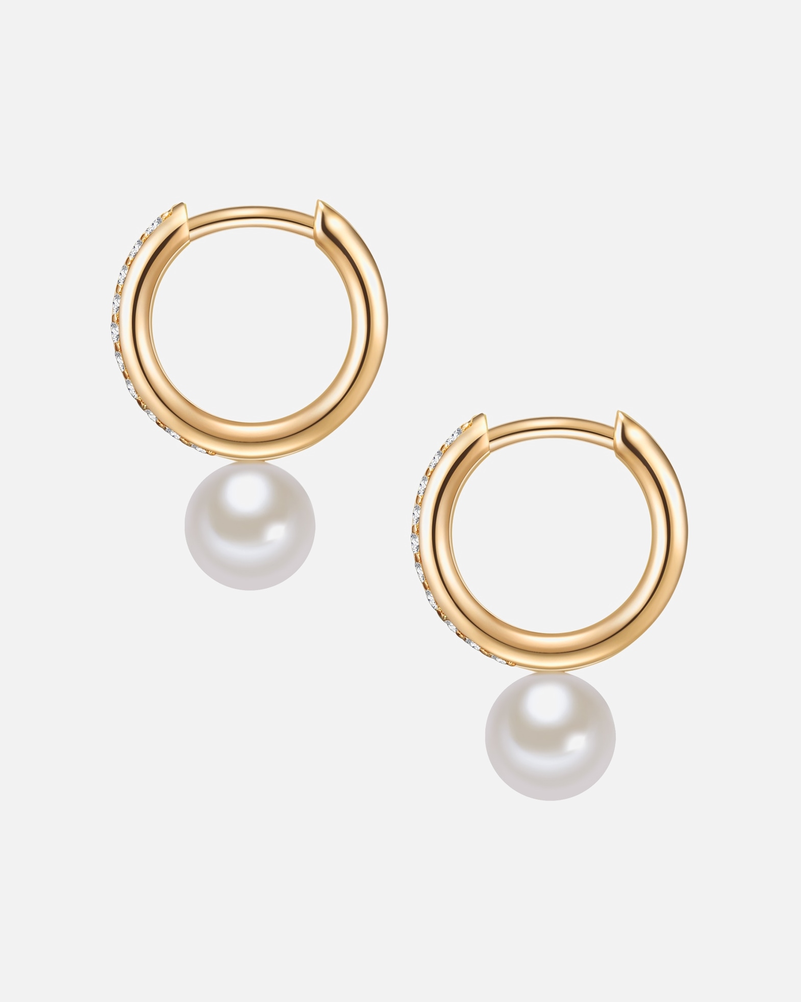 Obrączki dla Kobieta Valero Pearls Srebrne kolczyki kreole srebro wysokiej próby Cyrkonia Perła hodowlana słodkowodna żółte złoto 20,1 mm