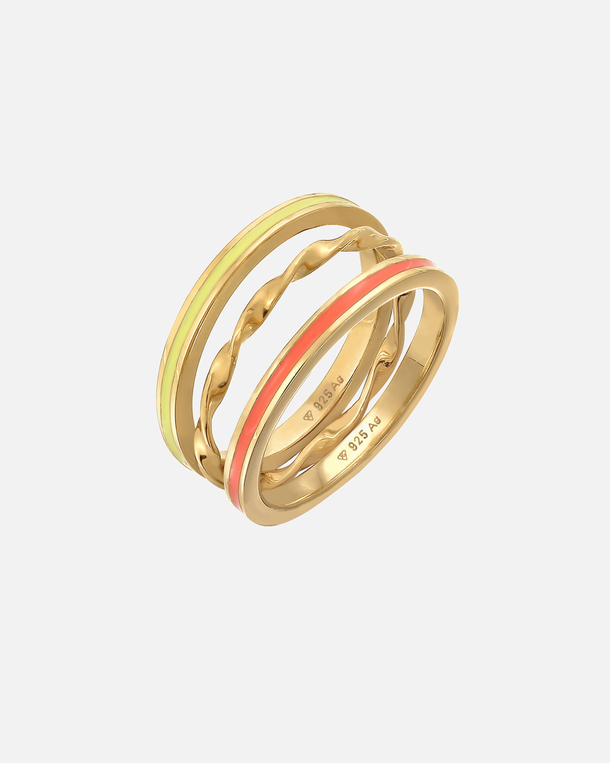 Pierścionek dla Kobieta Elli Damski zestaw 3 częściowy: Basic Trio Skręcony w srebrze 925 Sterling Silver 54