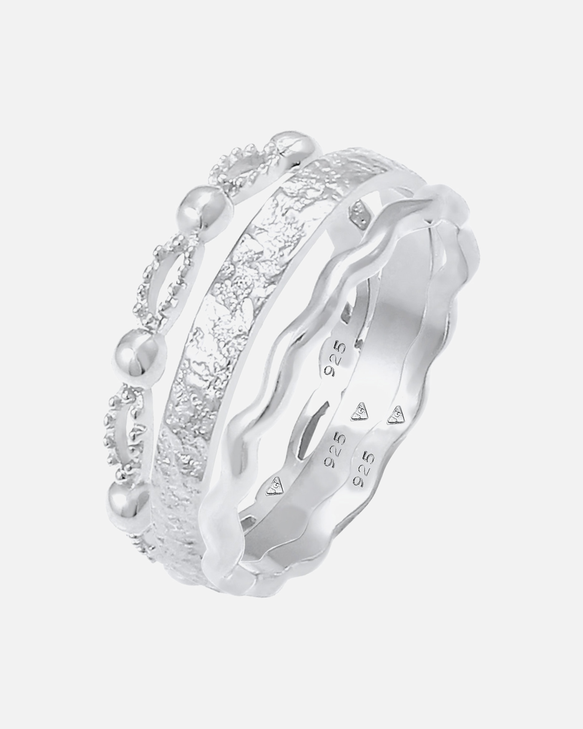 Pierścionek dla Kobieta Elli Ladies Bandwrings Wave Wave Ball 925 Sterling Silver 52