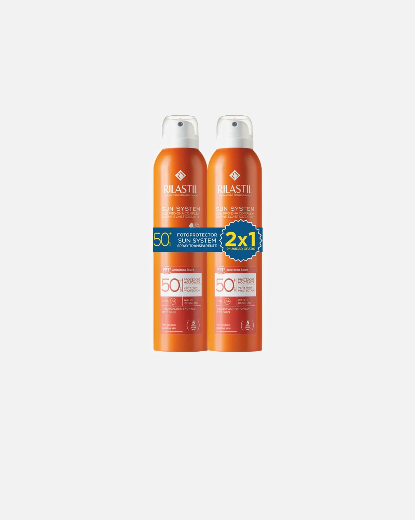 Spray do opalania dla Unisex Rilastil SUN SYSTEM 50+ SPRAY OPAKOWANIE PRZEŹROCZYSTE 400 ml