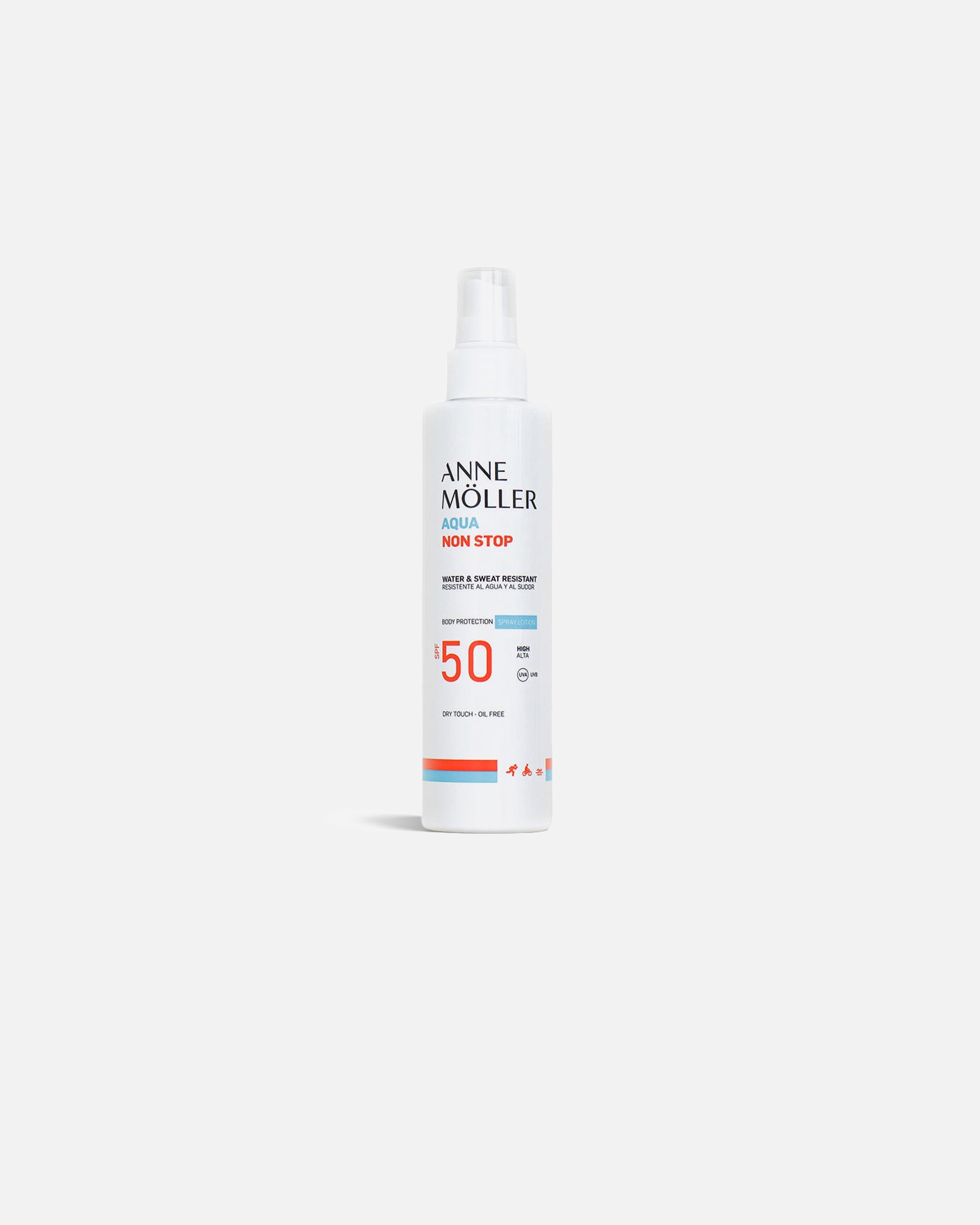 Spray do opalania dla Unisex Anne Möller AQUA NON STOP spray odporny na wodę i pot SPF50+ 175 ml