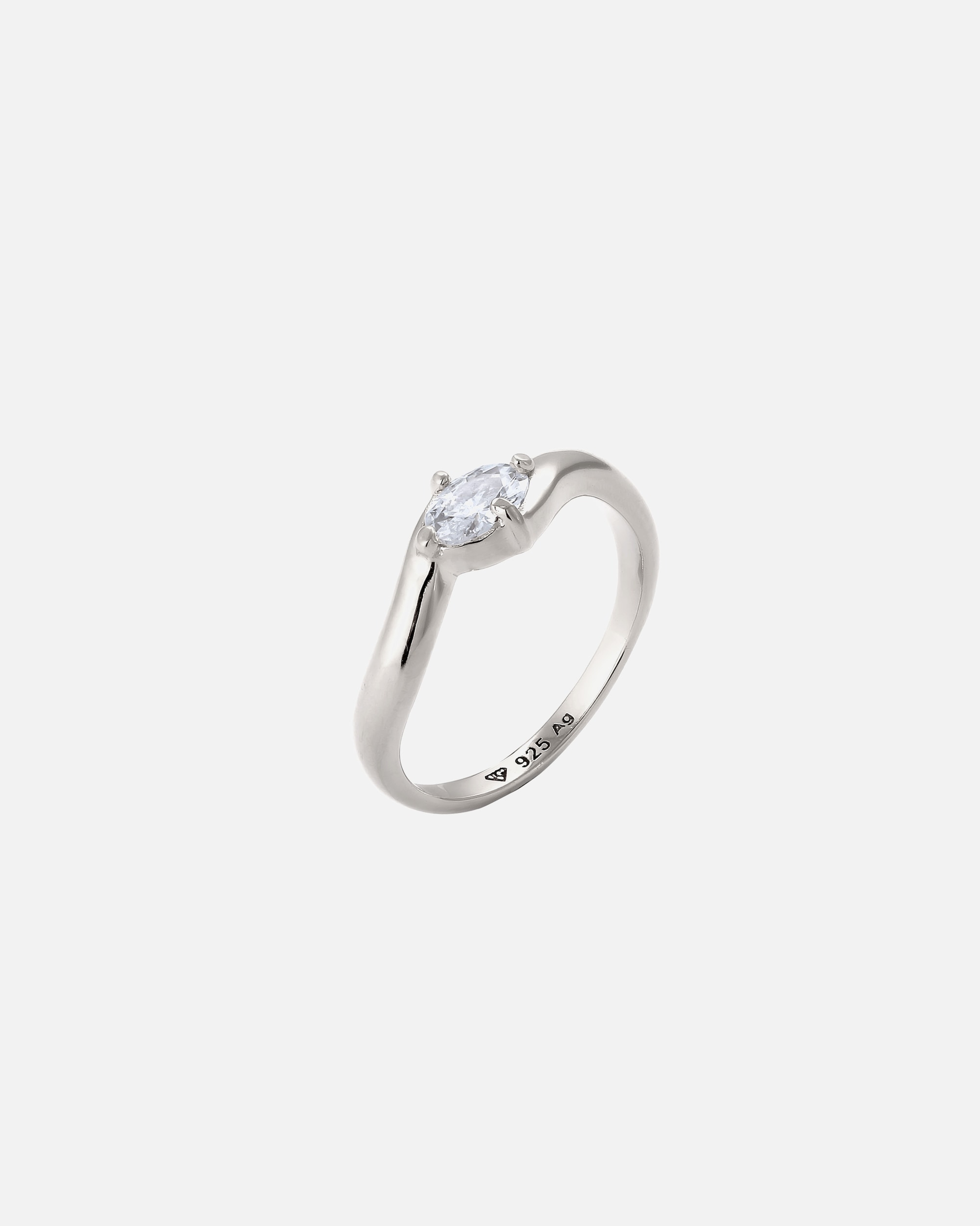 Pierścionek dla Kobieta Elli Pierścionek z Kamieniami Damski Owalny Cyrkonia Szlifowany Diamentowo Biały 925 Sterling Silver 54