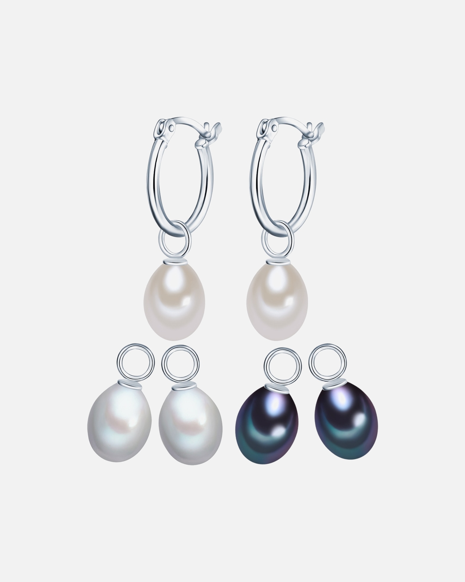 Obrączki dla Kobieta Kreole z perłą srebro wysokiej próby Perła hodowlana słodkowodna srebrny 30,0 mm