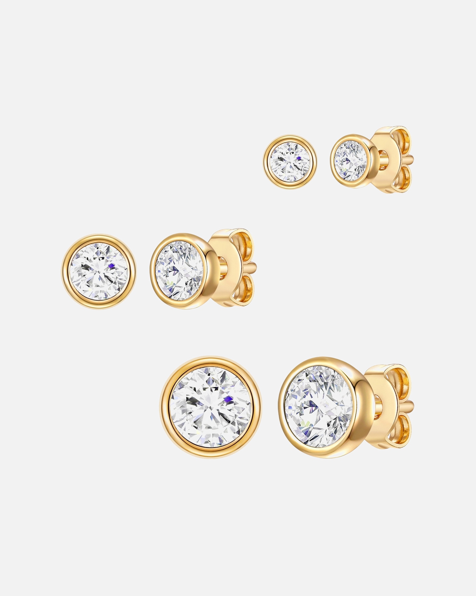 Kolczyki dla Kobieta Komplet z kryształami Swarovski® srebro wysokiej próby zdobiony kryształkami Swarovski® żółte złoto 4,1 - 6,6 mm