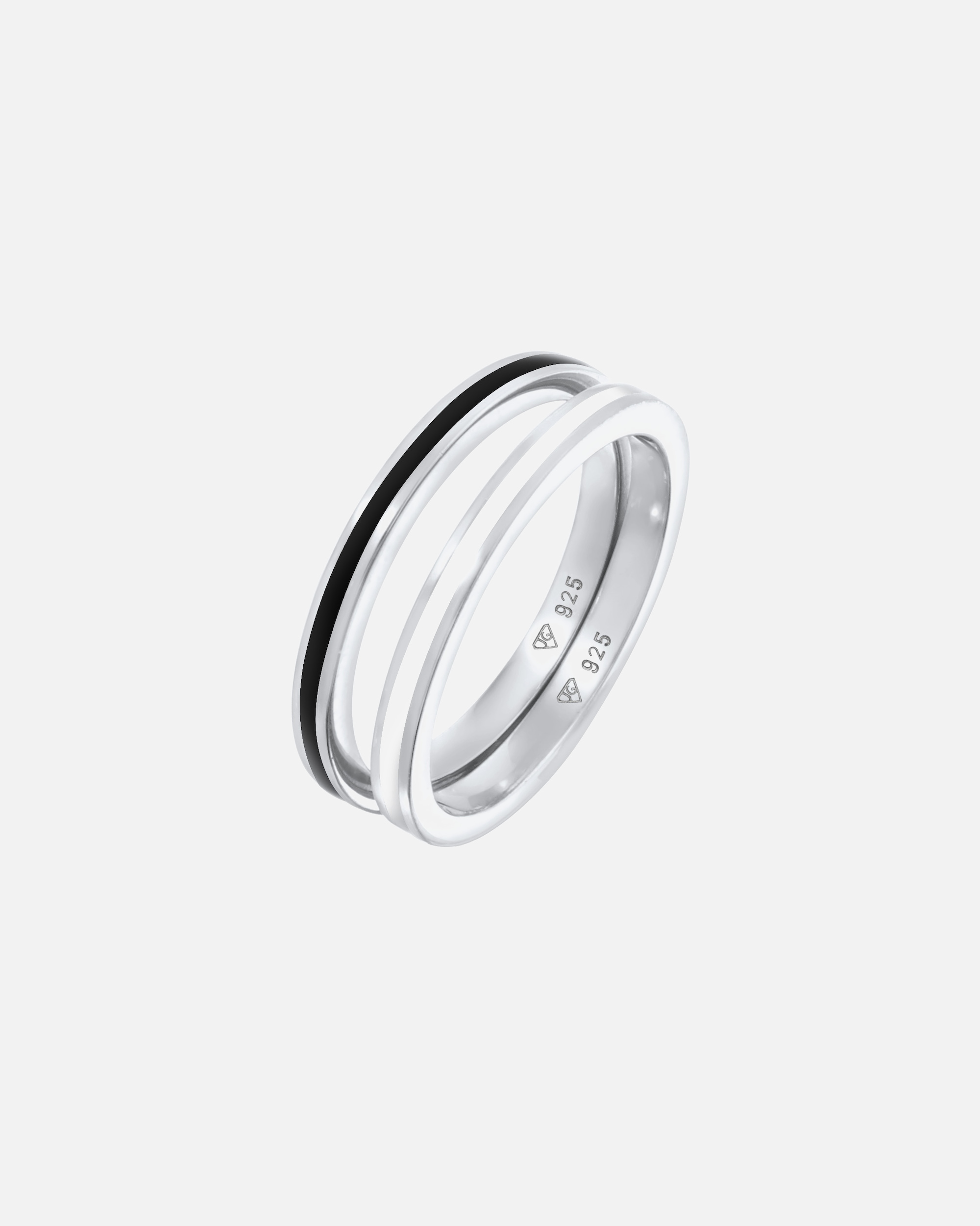 Pierścionek dla Kobieta Elli Damski Zestaw pierścionków Podstawowy Czarny z emalią w srebrze 925 Sterling Silver 56