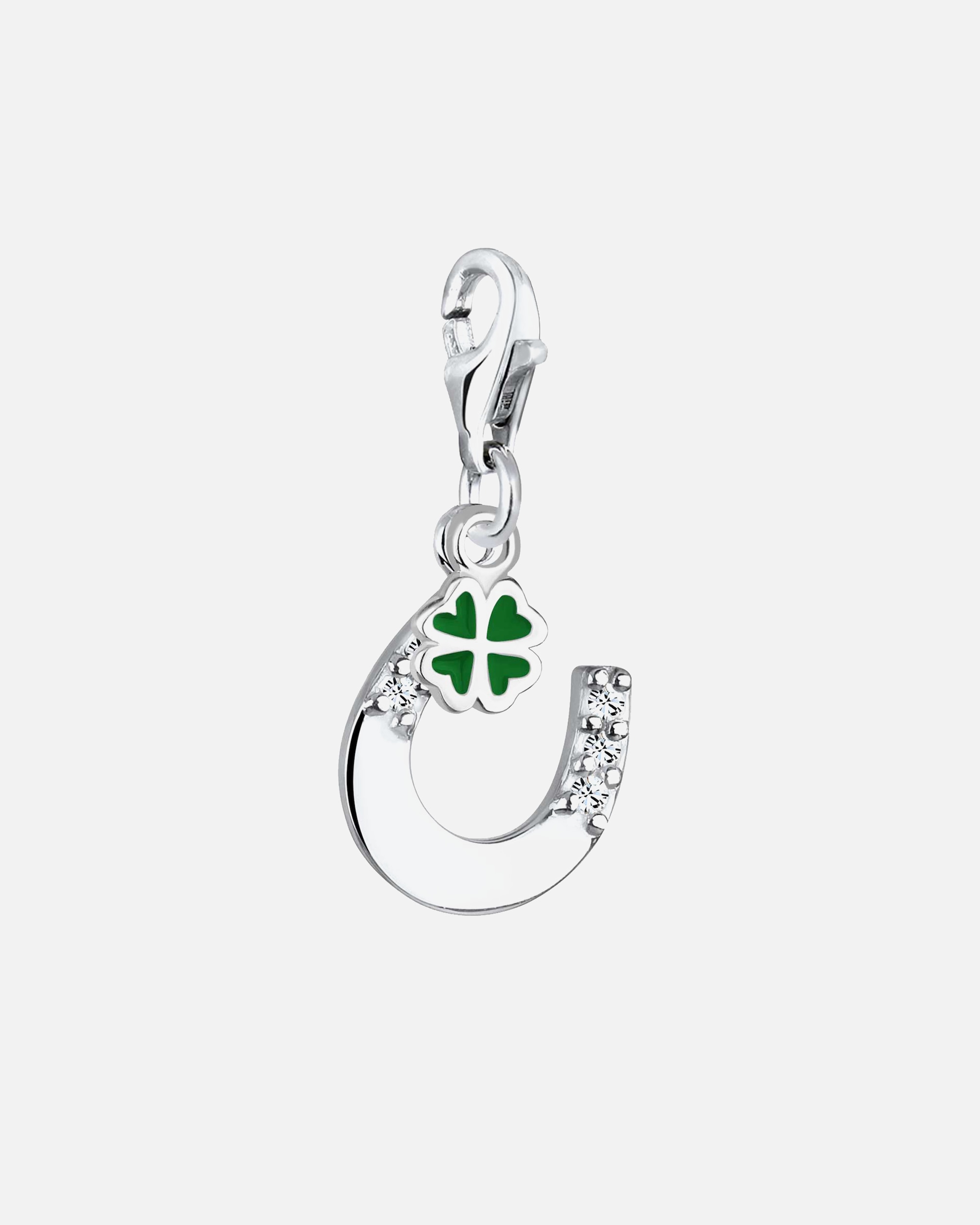 Zawieszka dla Kobieta Damski wisiorek w kształcie podkowy z kryształkami ze srebra próby 925 Zielona