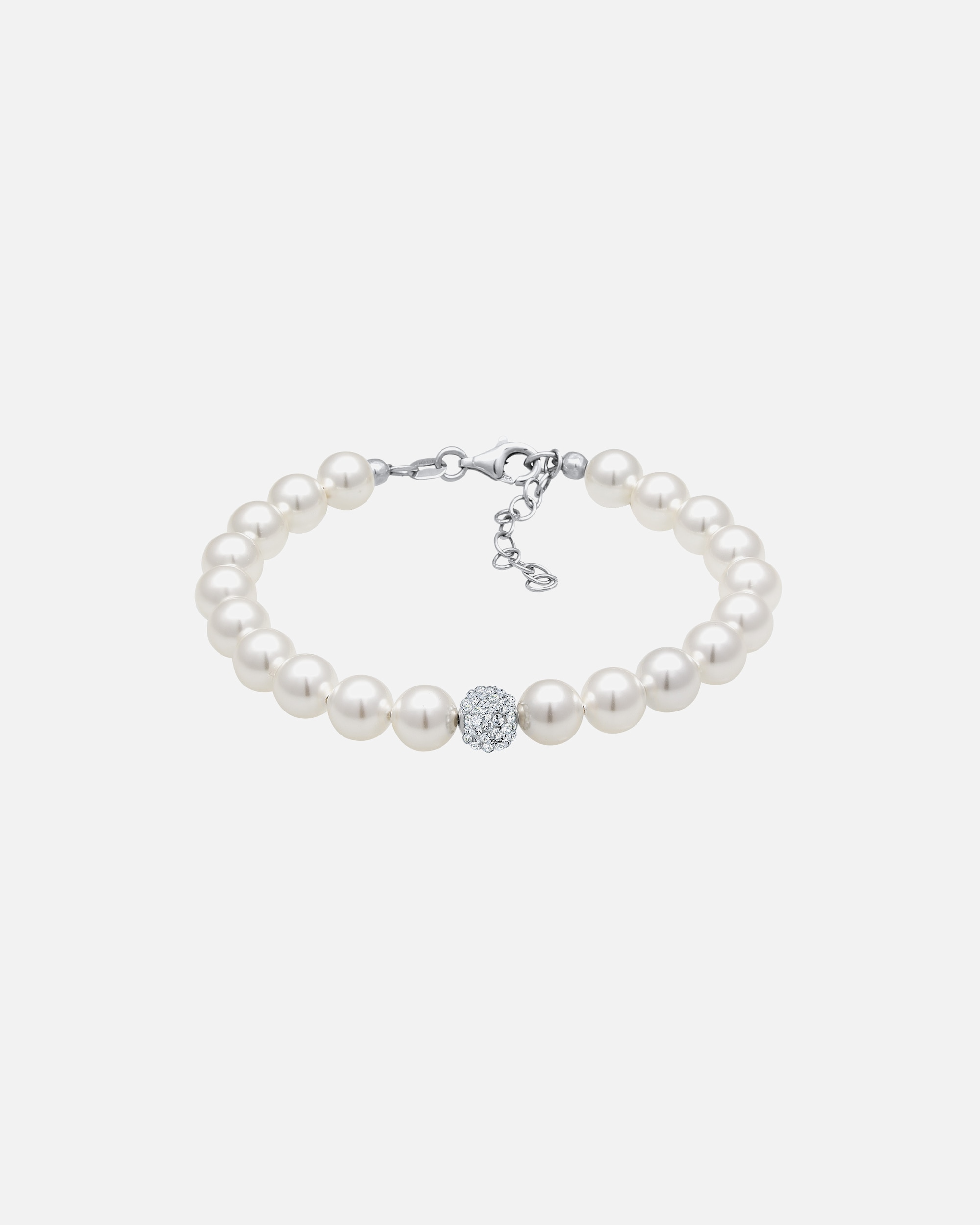 Bransoletka dla Kobieta Elli Damski elegancki z syntetycznymi perłami i kryształami w srebrze 925 Sterling Silver 16