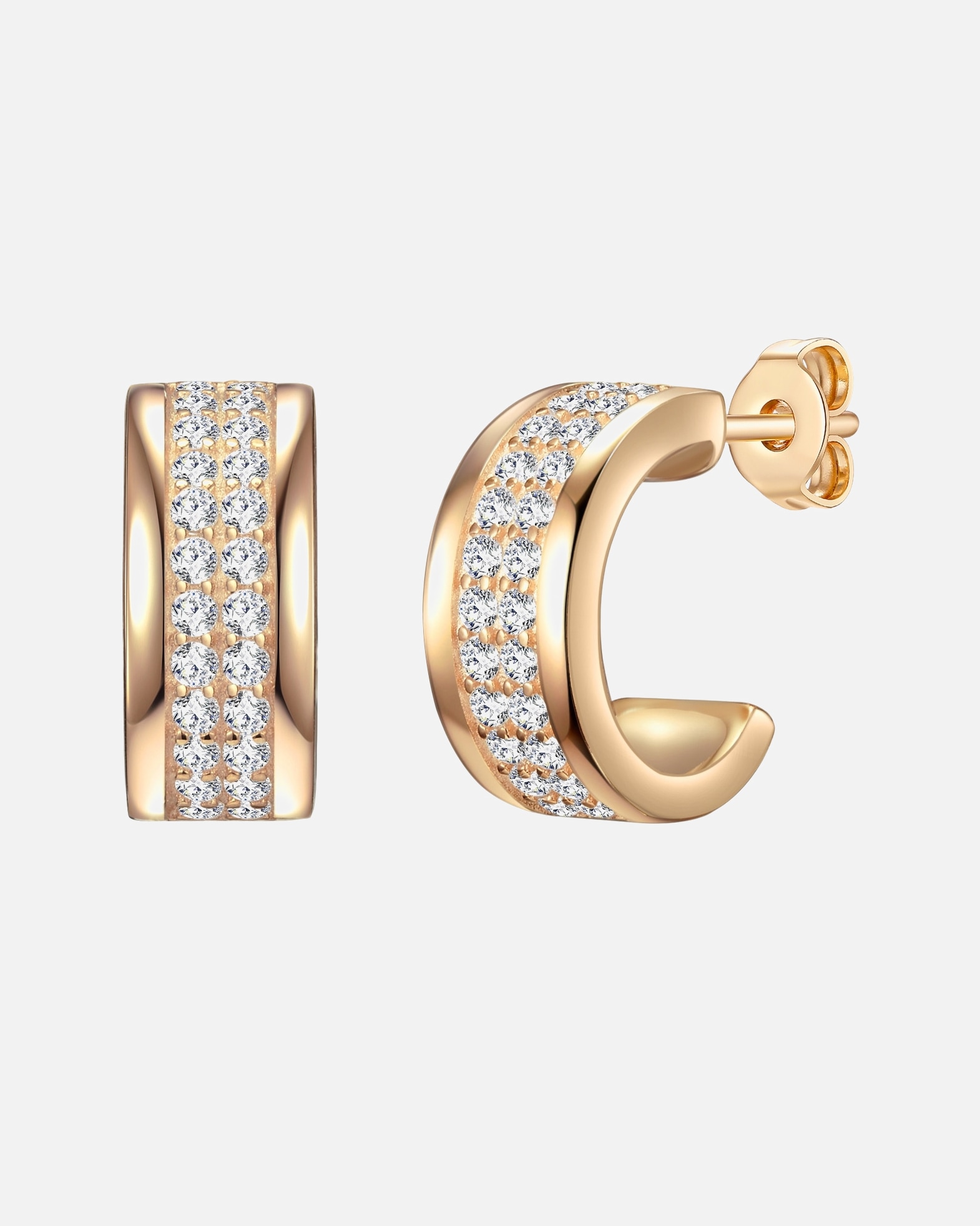 Obrączki dla Kobieta Srebrne kolczyki kreole srebro wysokiej próby Cyrkonia żółte złoto 14,4 mm