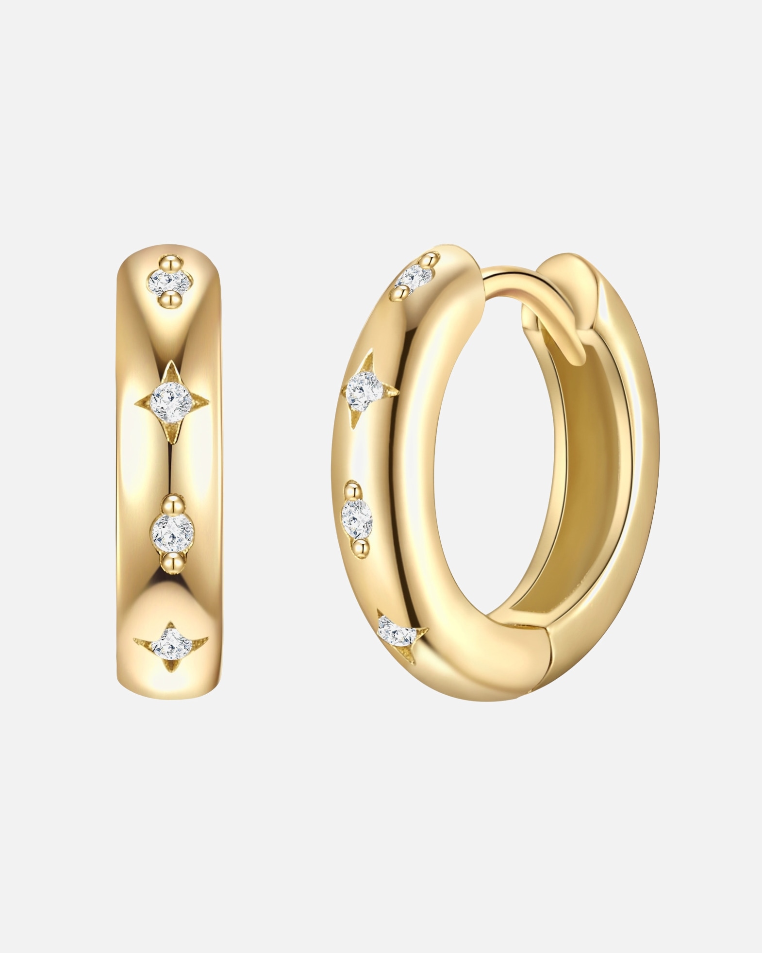 Obrączki dla Kobieta Kolczyki z Srebro wysokiej próby w Żółte złoto 12,6 mm