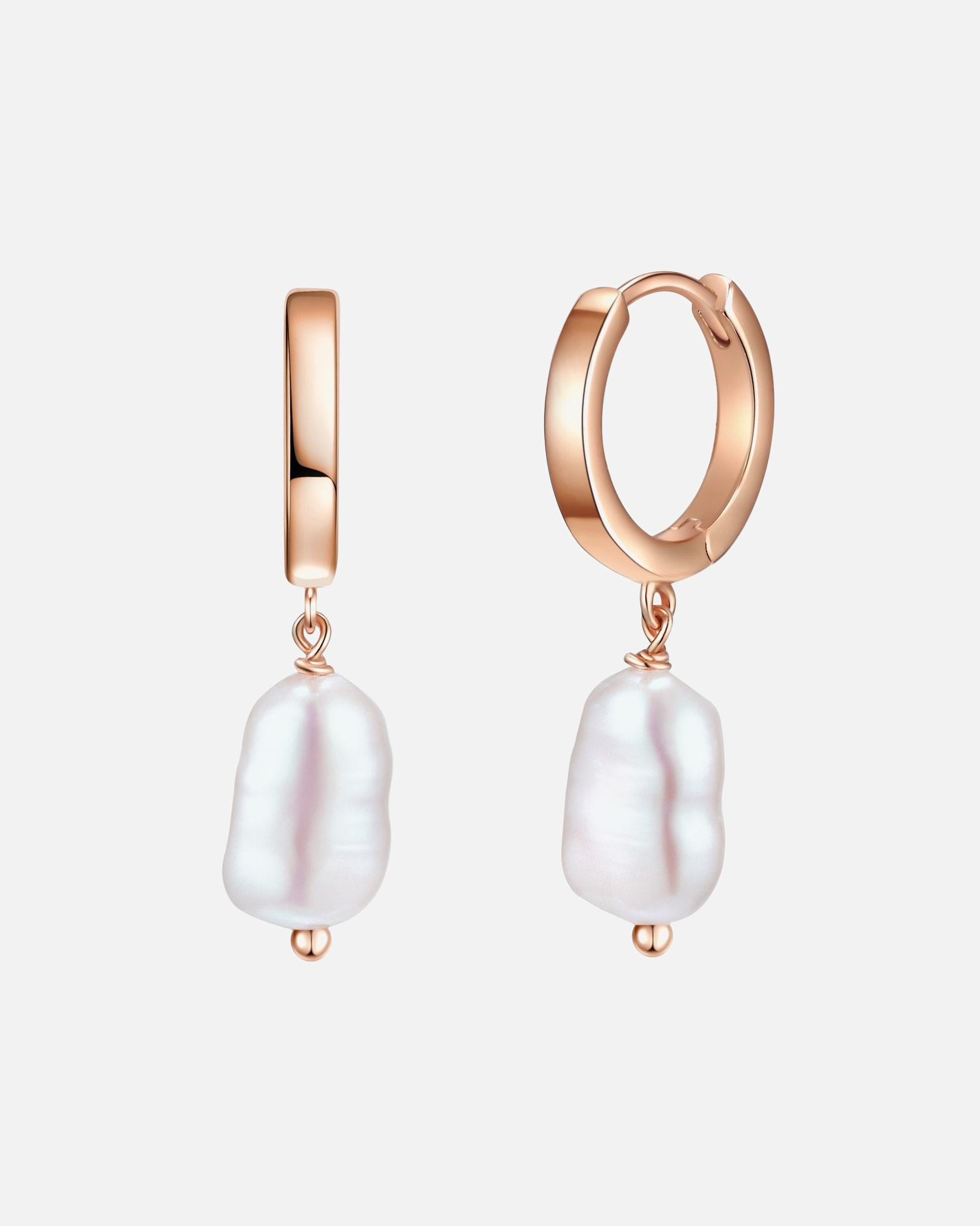 Obrączki dla Kobieta Srebrne kolczyki kreole srebro wysokiej próby Perła hodowlana słodkowodna różowe złoto 30,7 mm