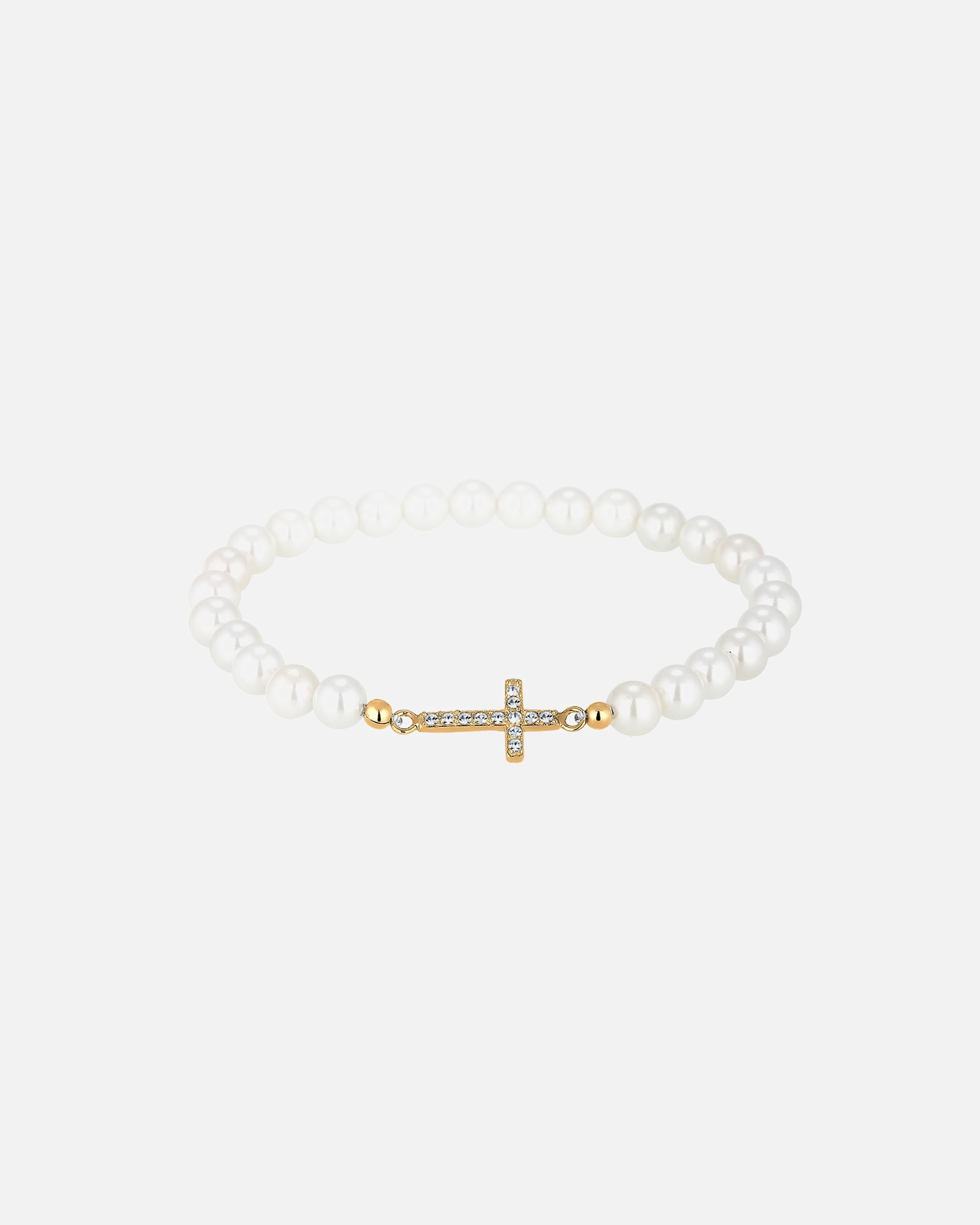 Bransoletka dla Kobieta Elli Damski krzyż elegancki z perłami i kryształami w srebrze próby 925 Sterling Silver 17