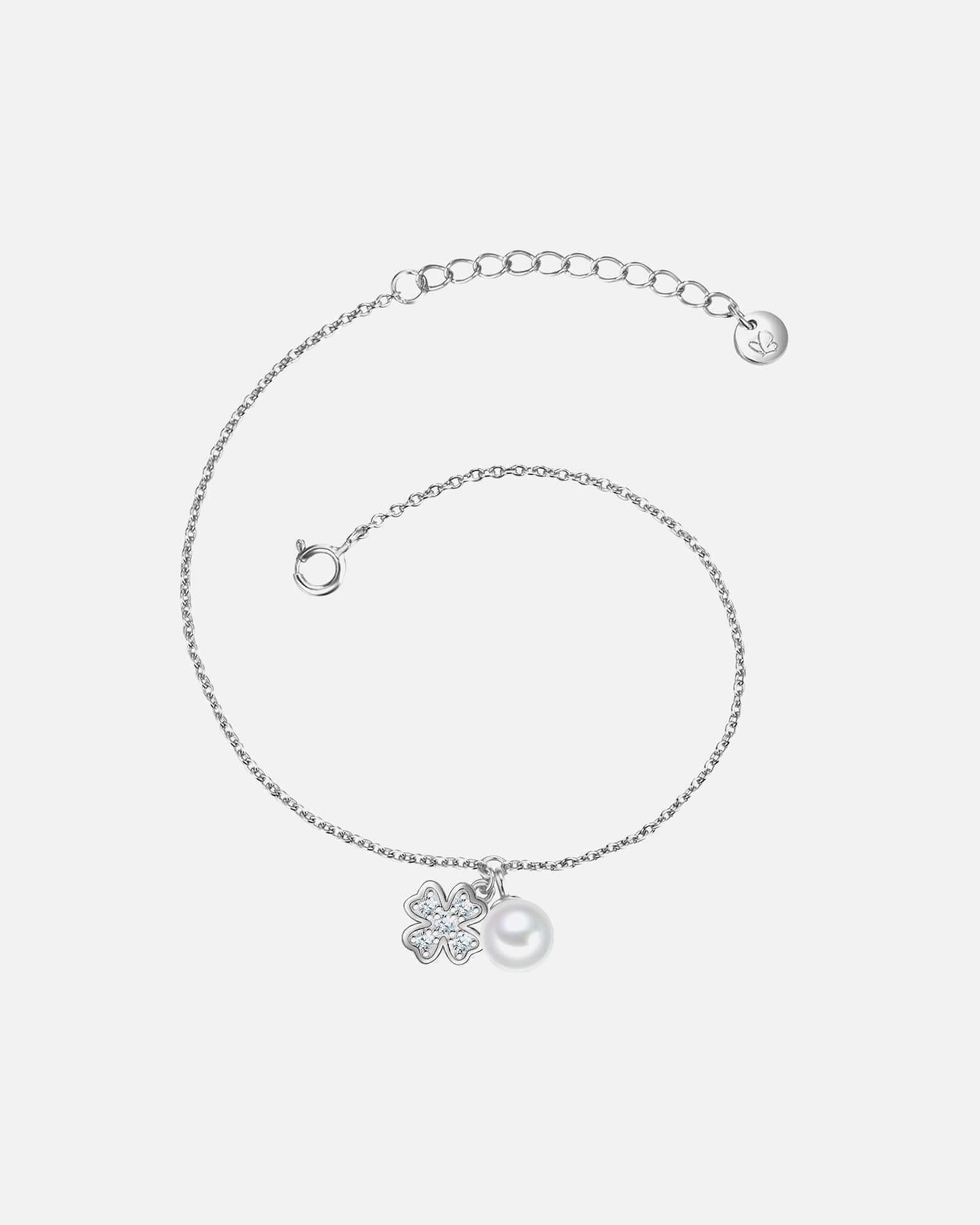 Bransoletka dla Kobieta Glanzstücke München Bransoletka Koniczynka z Srebro wysokiej próby w Srebrny 17,0 cm Basislänge + 3,0 cm Verlängerung