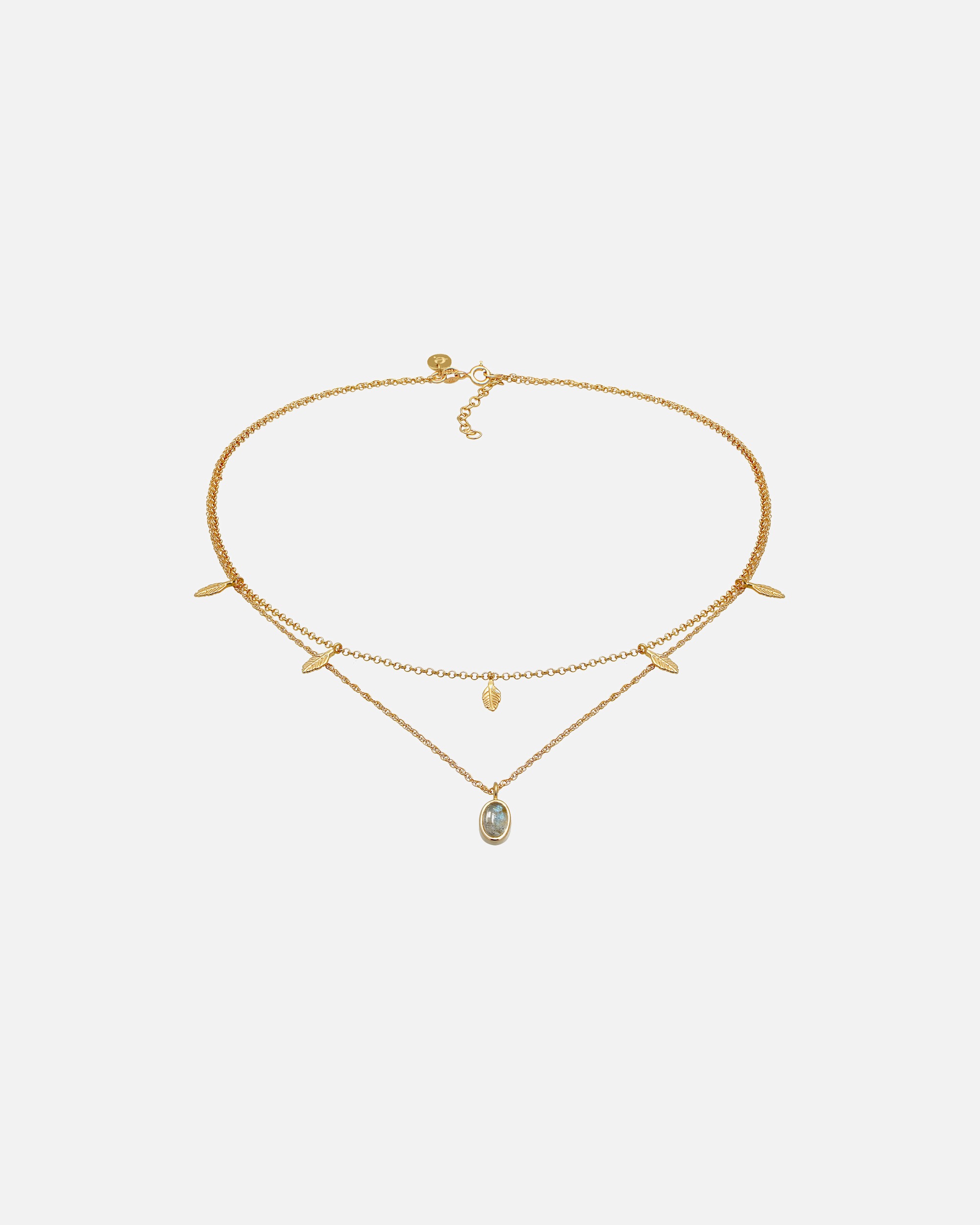 Naszyjnik dla Kobieta Damski warstwowy naszyknik, pióro Boho Summer Trend z Labradorytem w pozłacanym srebrze 925 Sterling Silver 36