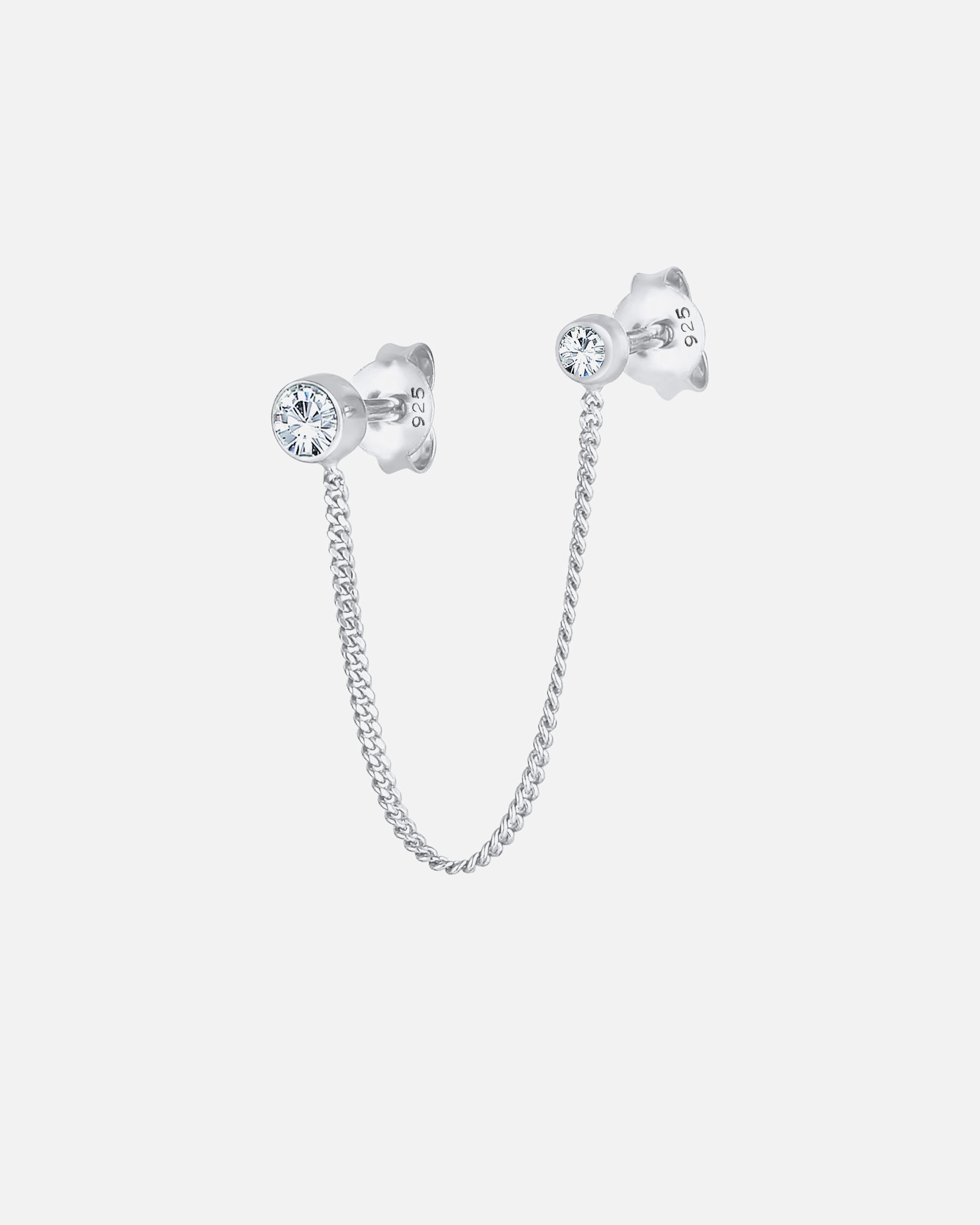 Kolczyki dla Kobieta Elli Damskie kolczyki do uszu z pojedynczym łańcuszkiem i kryształkami ze srebra próby 925 silberfarben