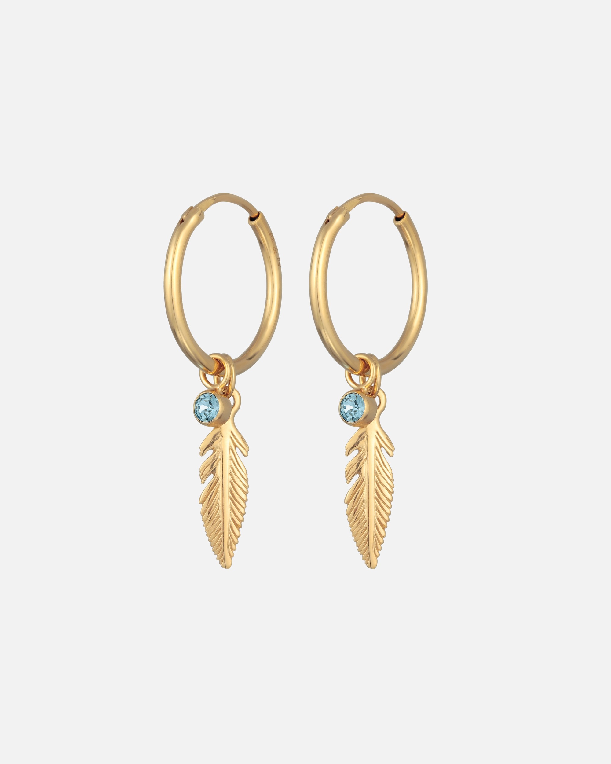 Kolczyki dla Kobieta Elli Damskie kolczyki kółka wisiorek pióro boho z kryształem ze srebra próby 925 Sterling Silver goldfarben