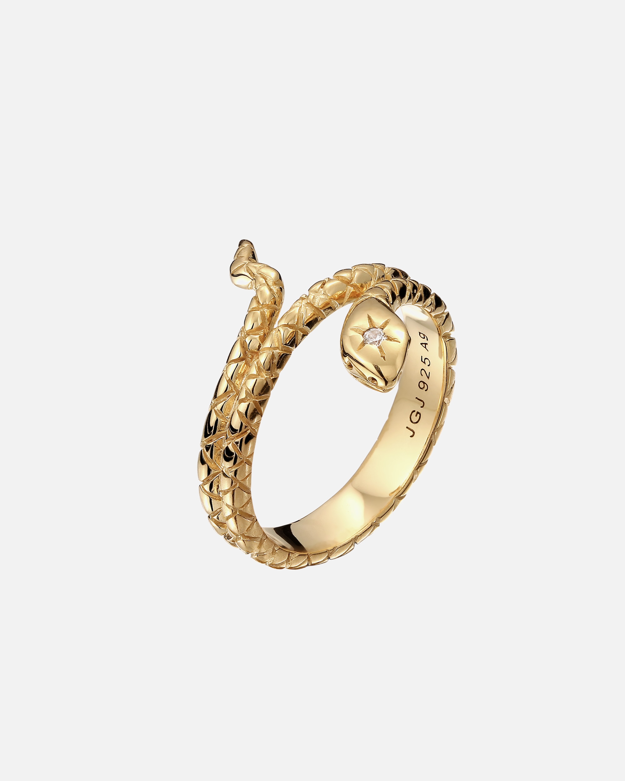 Pierścionek dla Kobieta Elli Damski wąż owinięty kryształami cyrkonii w pozłacanym srebrze próby 925 52