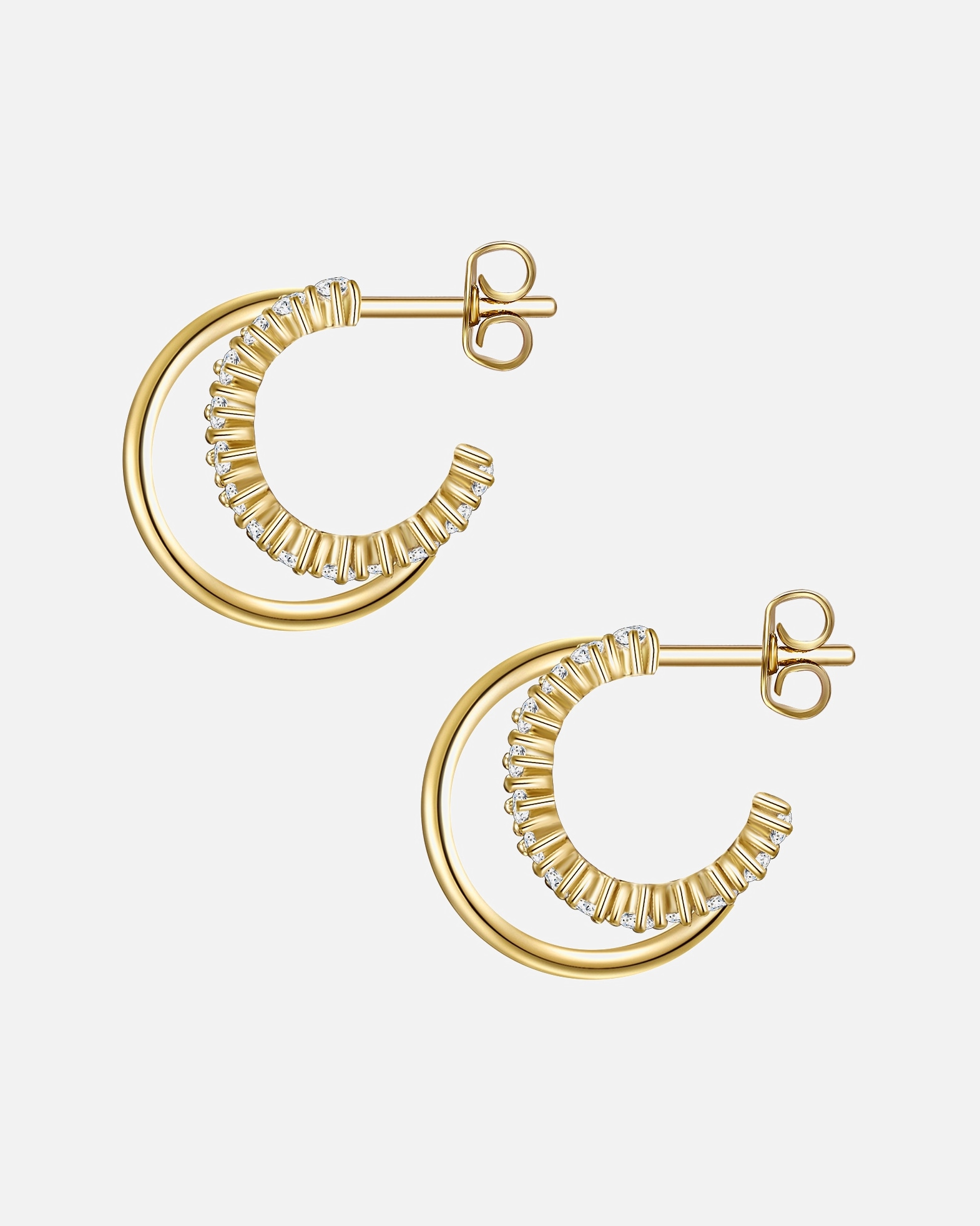 Kolczyki dla Kobieta Glanzstücke München Srebrne kolczyki kreole srebro wysokiej próby Cyrkonia żółte złoto 16,0 mm