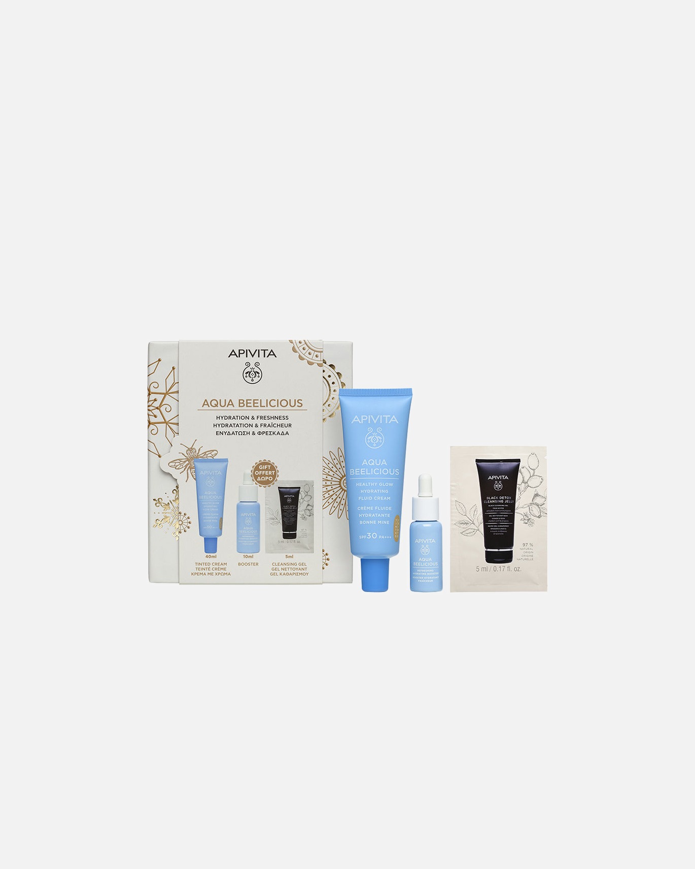 Zestaw do pielęgnacji twarzy dla Unisex Apivita KREM W PŁYNIE Z KOLOREM SPF30+ AQUA BEELICIOUS CASE 1 sztuka