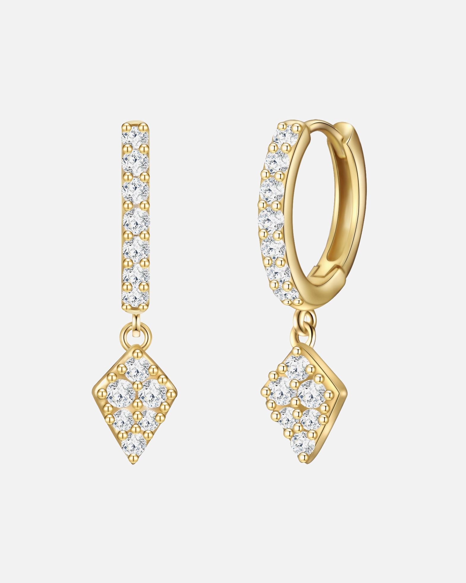 Obrączki dla Kobieta Kolczyki Romb z Srebro wysokiej próby w Żółte złoto 8,5 mm