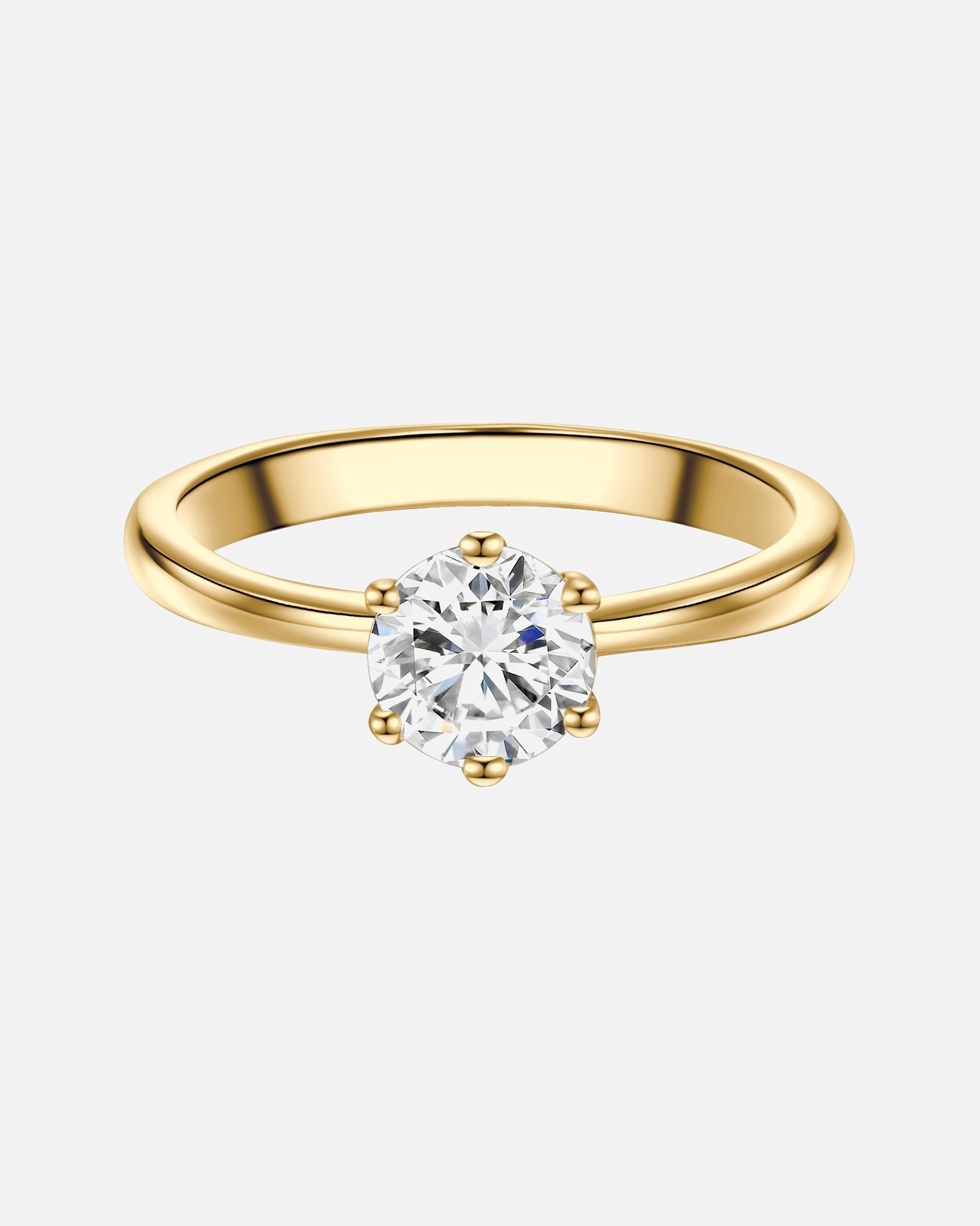 Pierścionek dla Kobieta Trilani Pierscionek Solitaire aus Sterling Silber in Gelbgold mit Zirkonia 52