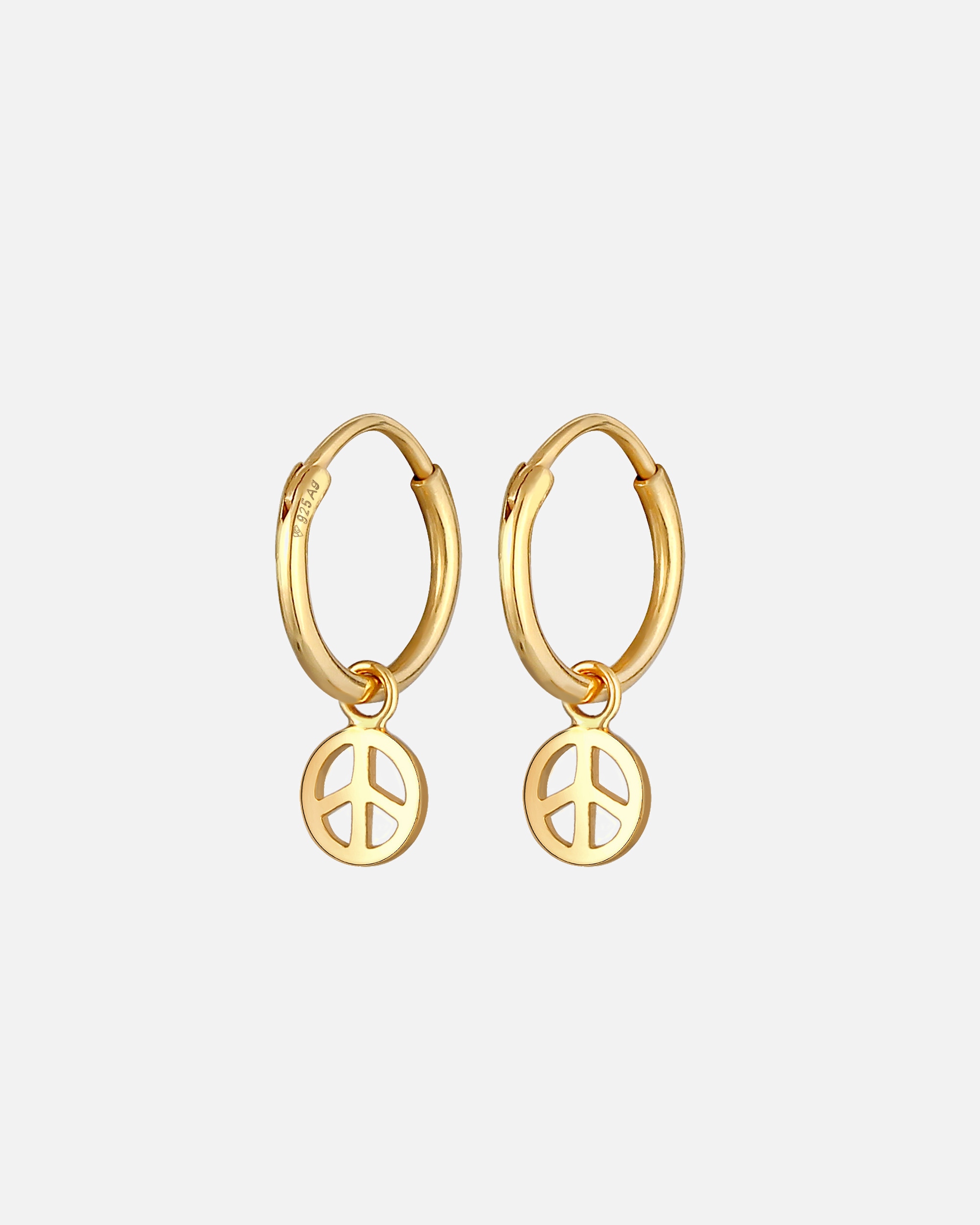 Kolczyki dla Kobieta Elli Damskie kreole Symbol Pokoju Boho w srebrze próby 925 Sterling Silver goldfarben