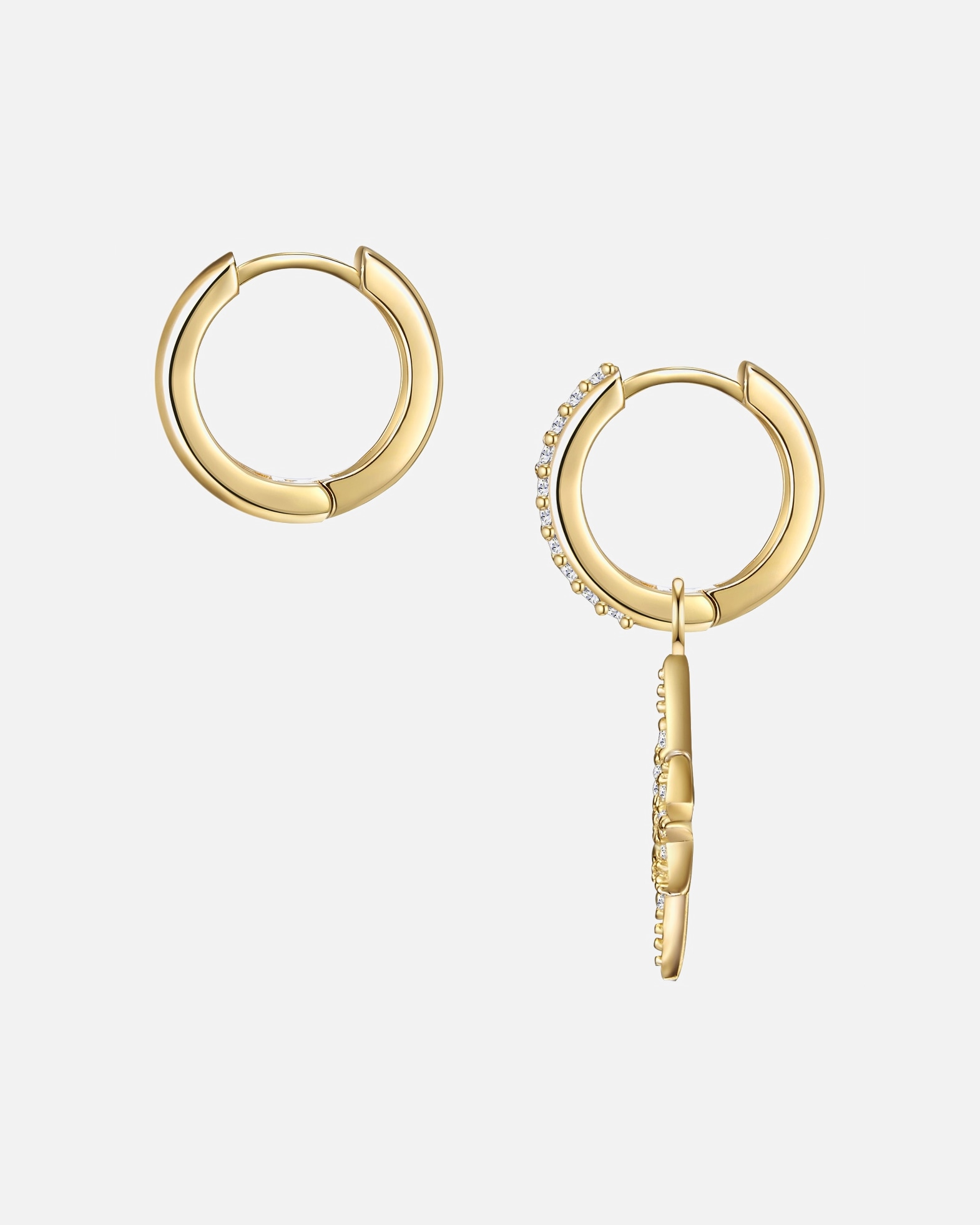 Obrączki dla Kobieta Glanzstücke München Srebrne kolczyki kreole Gwiazda srebro wysokiej próby Cyrkonia żółte złoto 21,5 mm