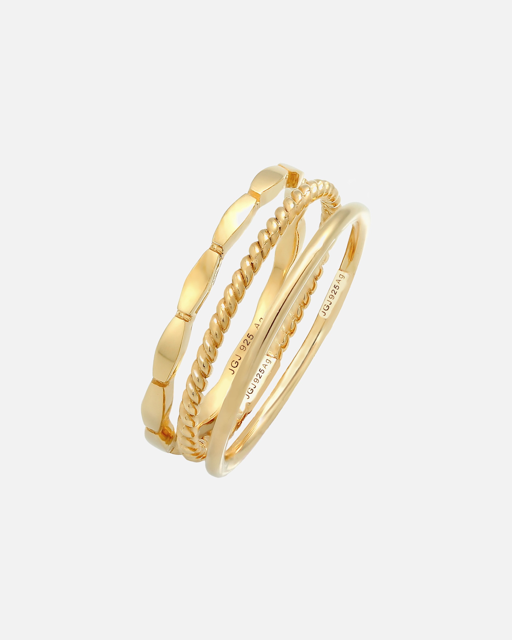 Pierścionek dla Kobieta Elli Damska obrączka do łączenia Stacking Trio Basic Minimal ponadczasowa Bloger w srebrze 925 Sterling Silver 54