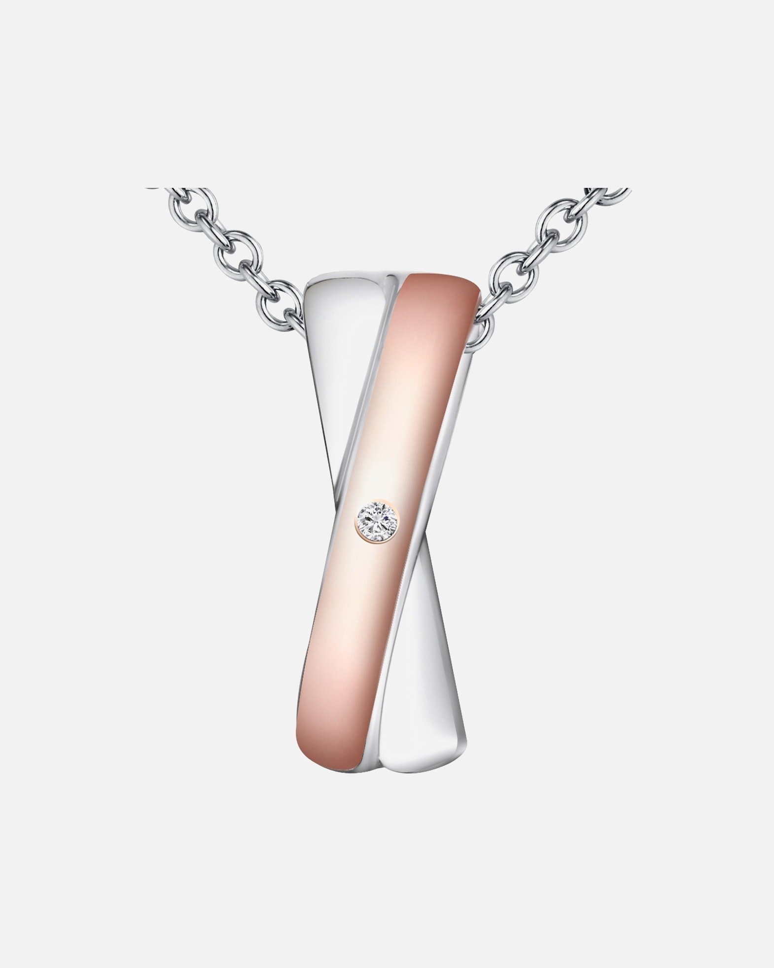 Naszyjnik dla Kobieta Diamentowy naszyjnik srebro wysokiej próby Diament srebro/różowe złoto 40 cm + 5 cm