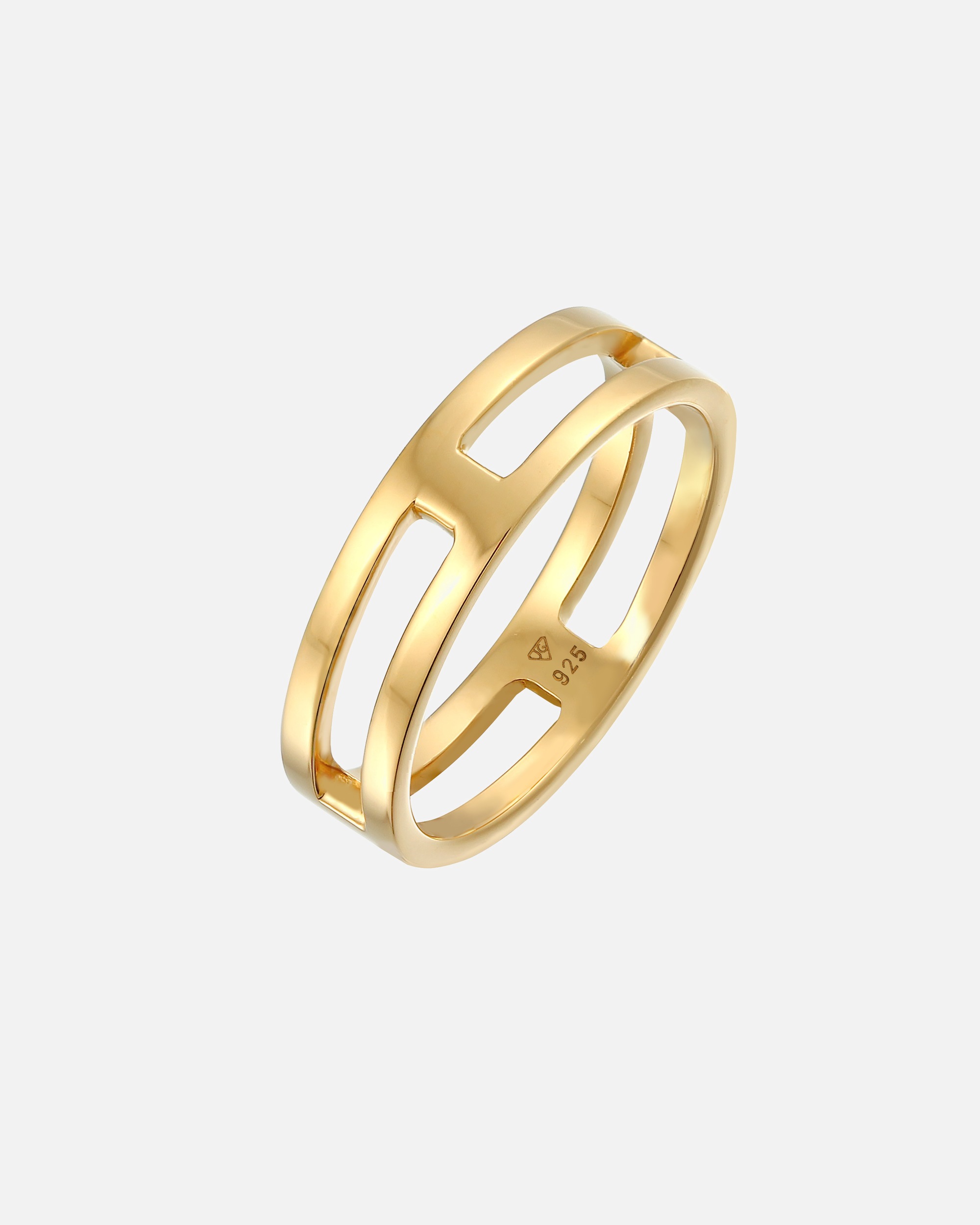 Pierścionek dla Mężczyzna KUZZOI Męski pierścień Bar Solid Trend Basic w pozłacanym srebrze 925 Sterling Silver 64