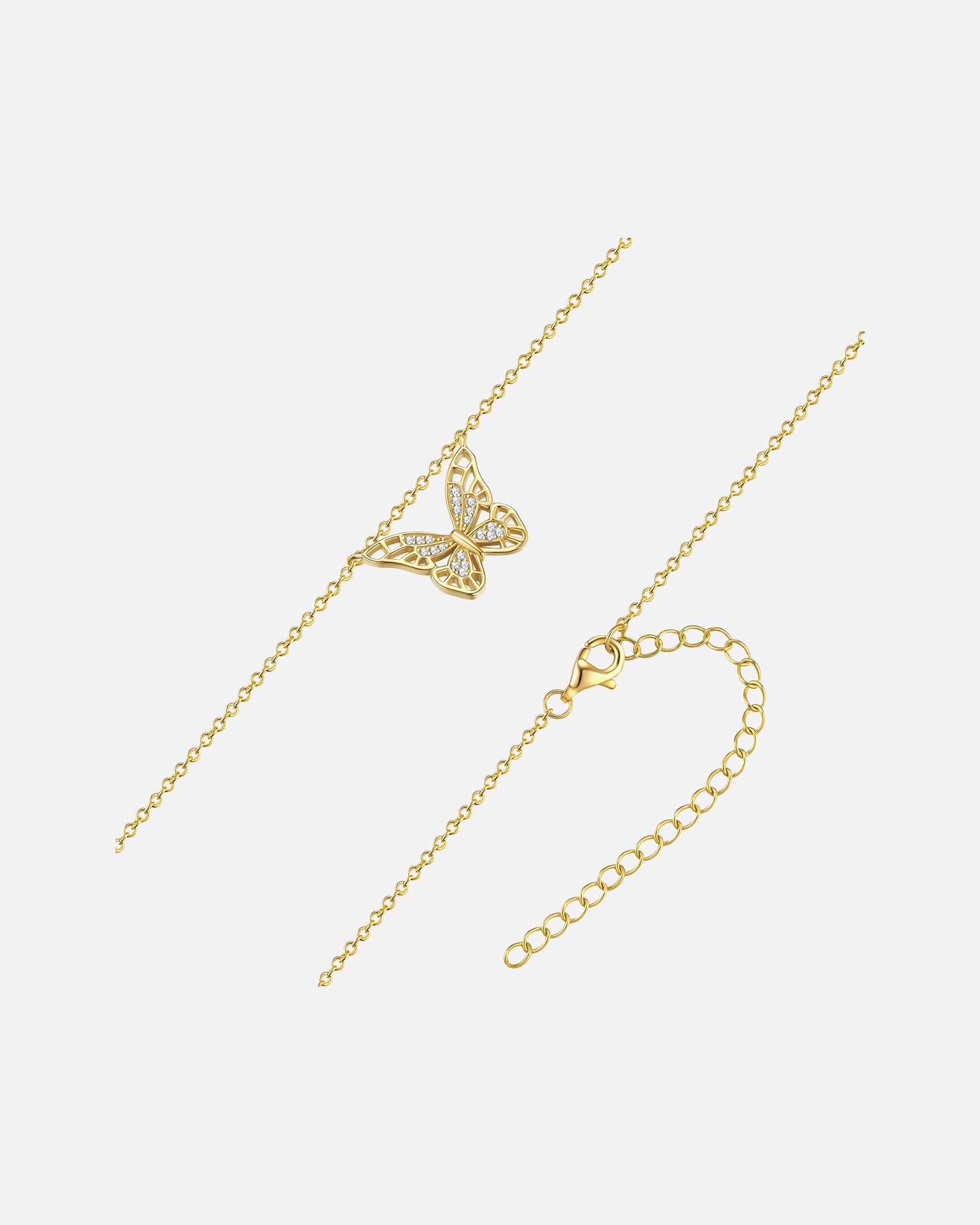 Naszyjnik dla Kobieta Rafaela Donata Łańcuszek Motyl Srebro wysokiej próby Żółte złoto 42,0 cm Basiskette + 7,0 cm Verlängerung