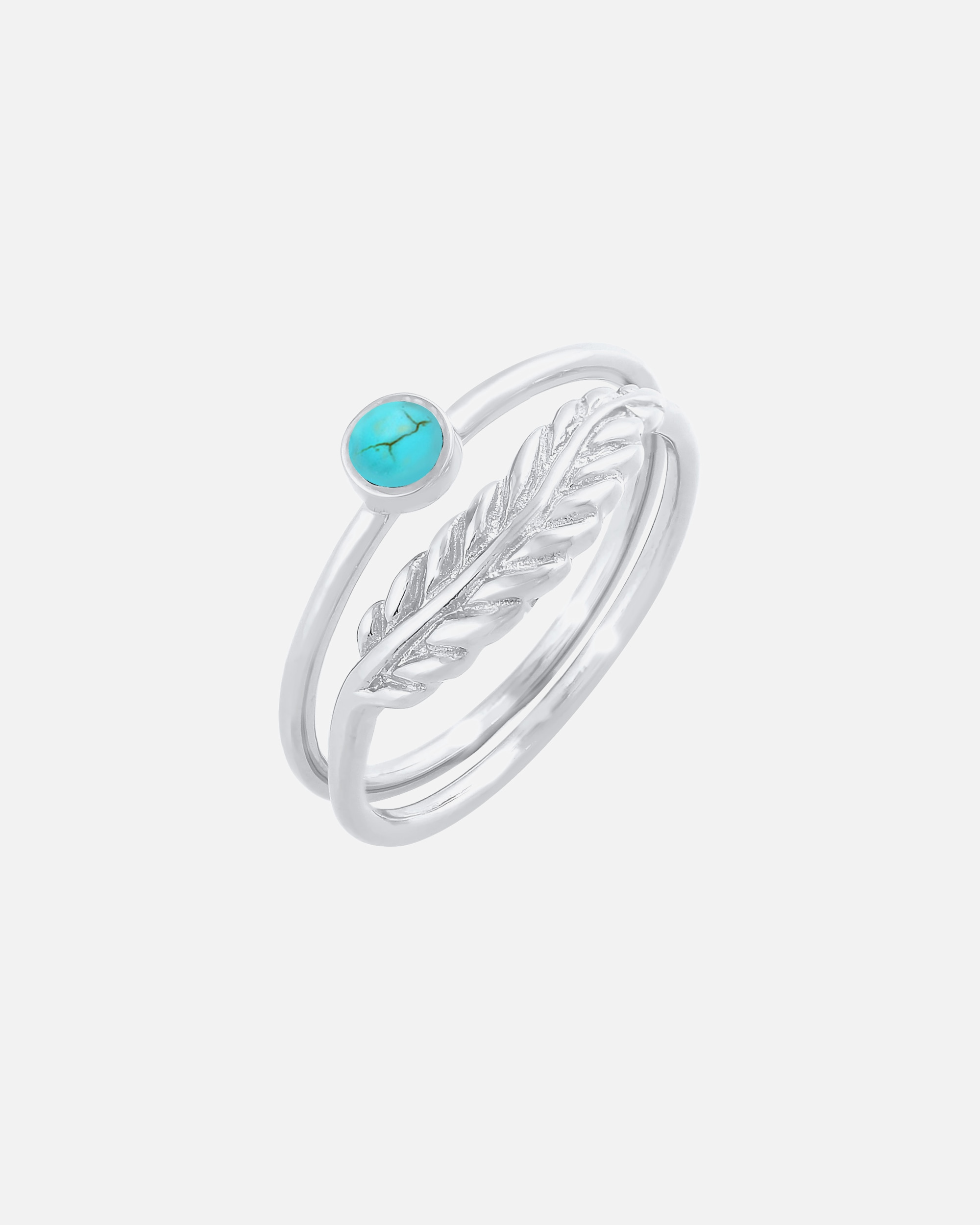 Pierścionek dla Kobieta Elli Damski zestaw piór Howlit turkusowy Boho Trend Lata w srebrze próby 925 Sterling Silver 52