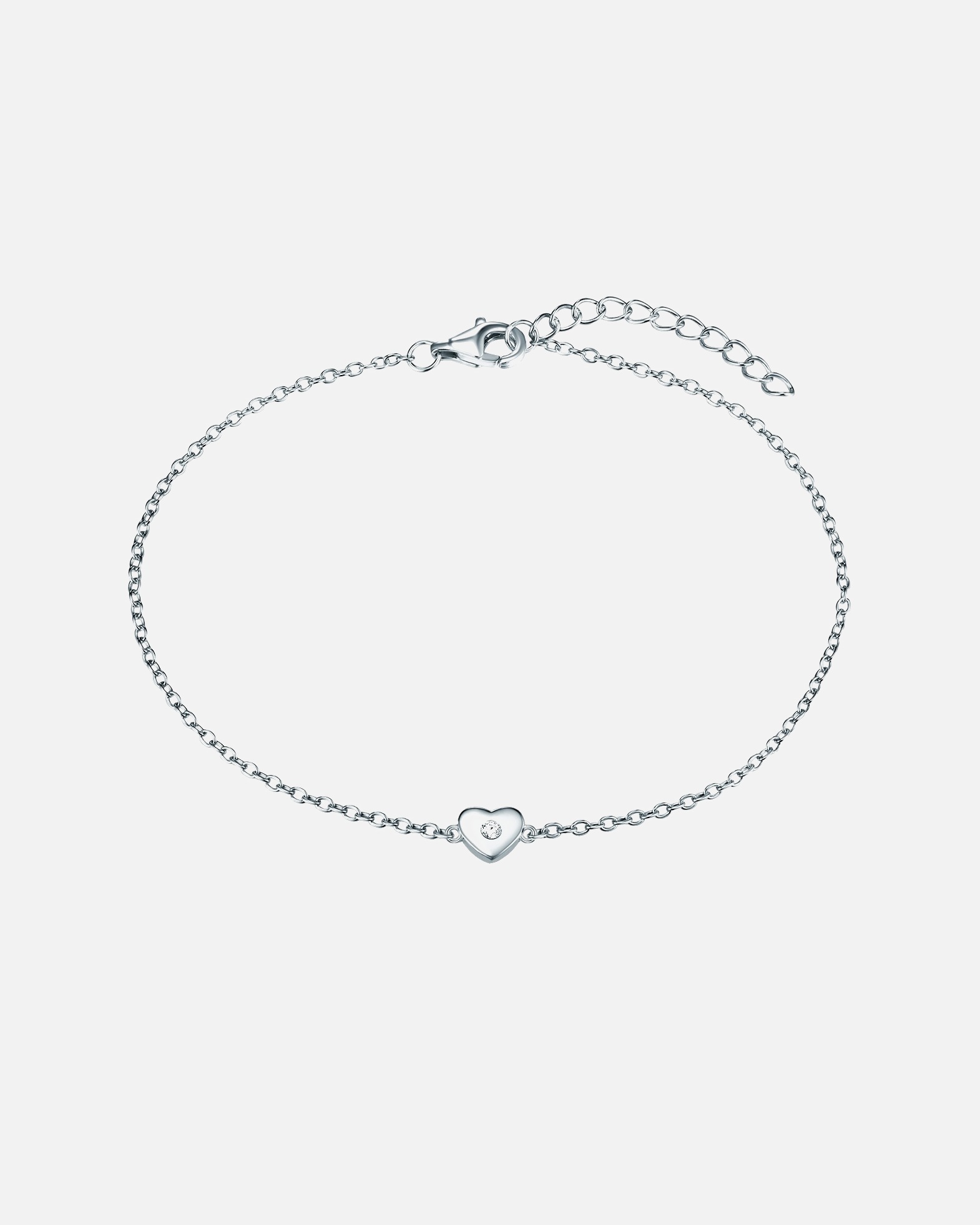 Bransoletka dla Kobieta Srebrna bransoleta Serce srebro wysokiej próby Cyrkonia srebrny 19,0 cm Basislänge + 3,0 cm Verlängerung