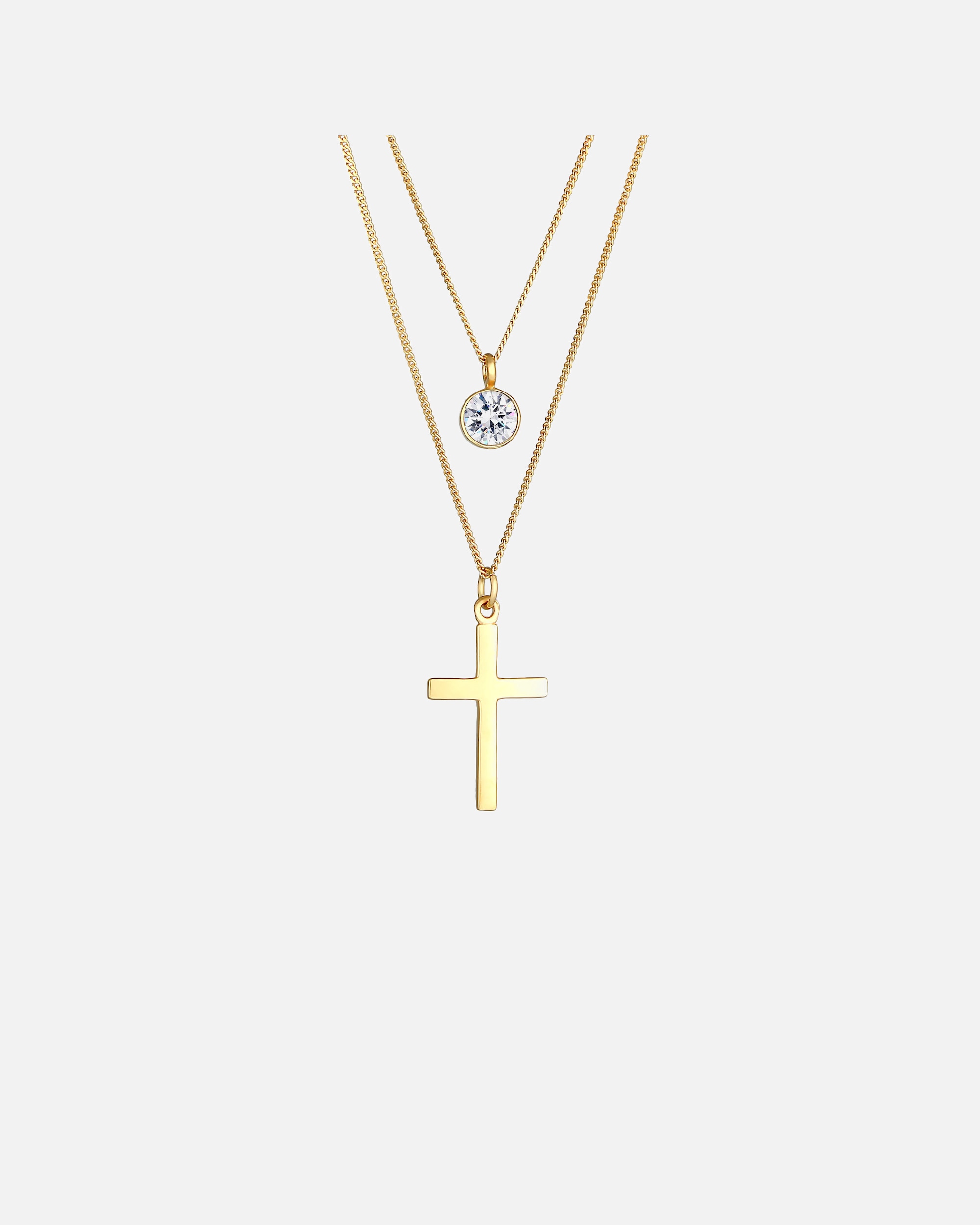 Naszyjnik dla Kobieta Elli Damska zawieszka krzyż Trend Blogger ze szklanymi kryształkami ze srebra próby 925 goldfarben