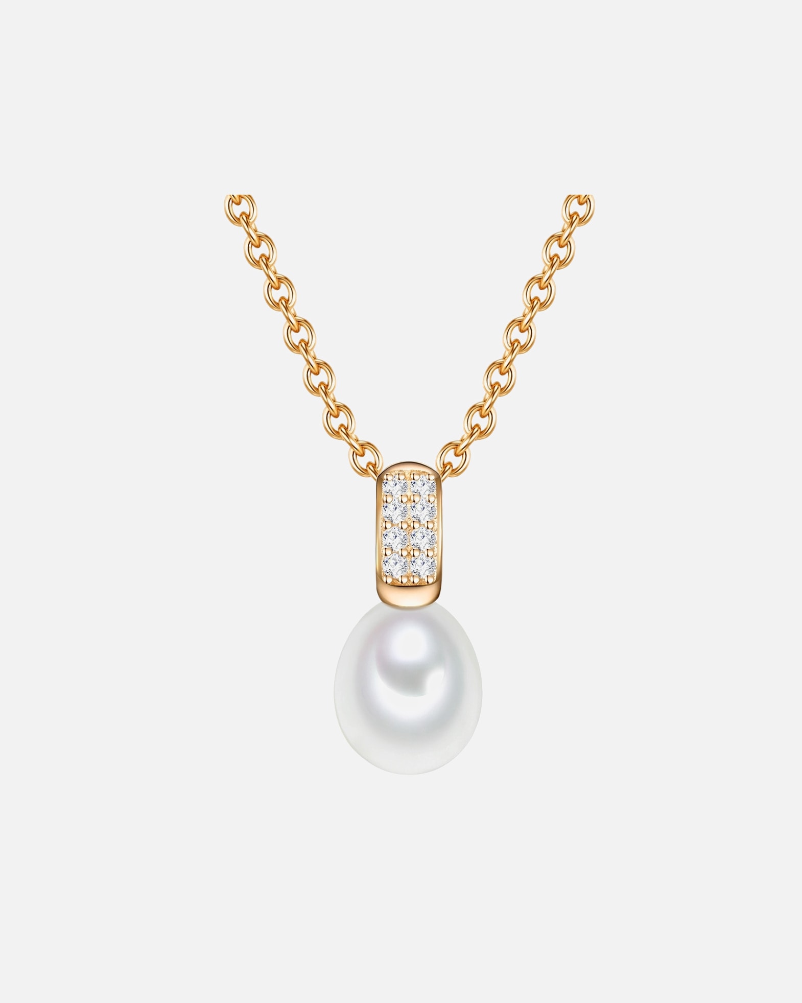 Naszyjnik dla Kobieta Valero Pearls Naszyjnik srebrny srebro wysokiej próby Cyrkonia Perła hodowlana słodkowodna żółte złoto 42,0 cm Basiskette + 7,0 cm Verlängerung