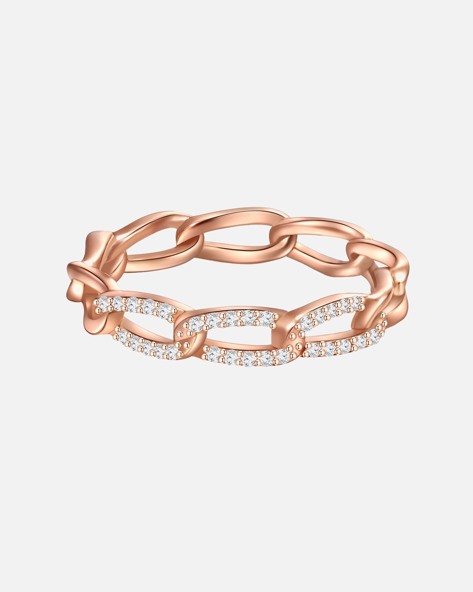 Pierścionek dla Kobieta Srebrny pierścionek srebro wysokiej próby Cyrkonia różowe złoto 48