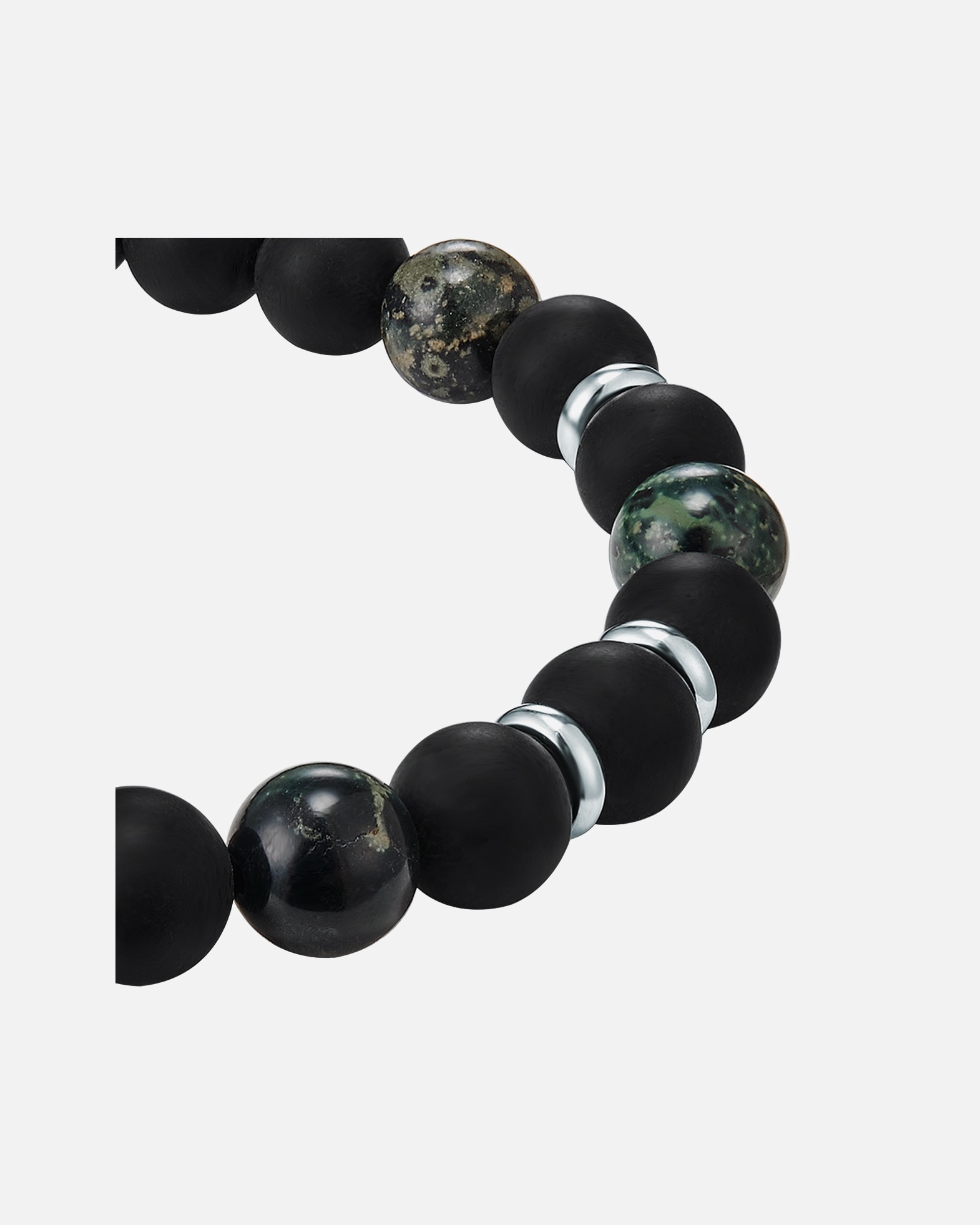 Bransoletka dla Mężczyzna True Rebels Bransoletka z kamieni szlachetnych True Rebels dla mezczyzn, czarna/zielona, 20,5 cm, numer artykulu 50060018 20,5 cm