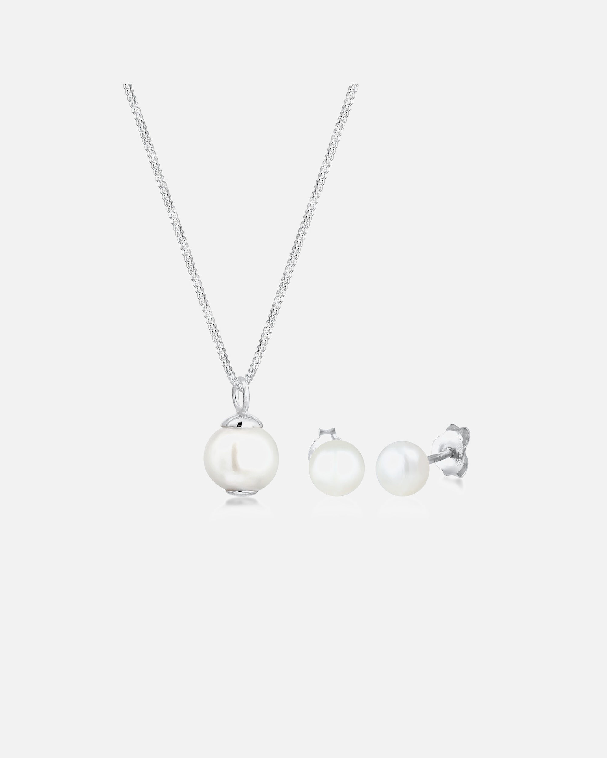 Ozdoby dla Kobieta Elli Damski klasyczny elegancki zestaw kolczyków sztyftów Elegant z perłą hodowlana słodkowodną w srebrze próby 925 Sterling Silver silberfarben