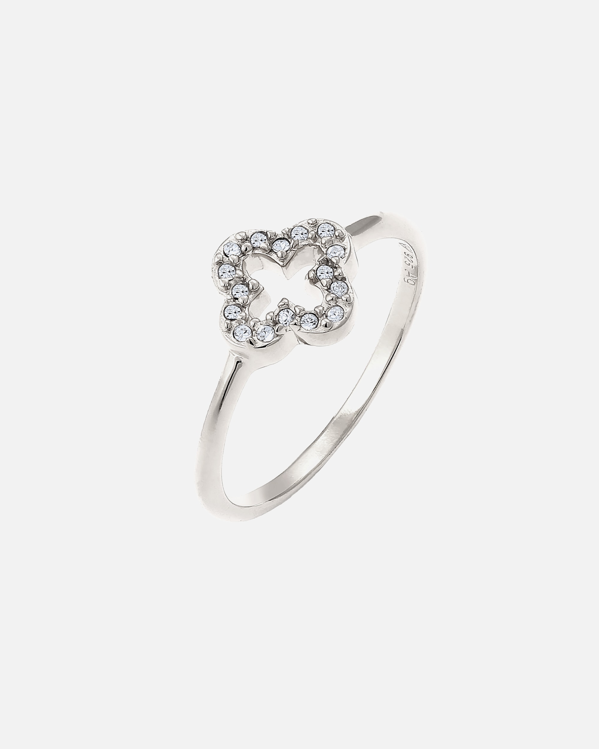 Pierścionek dla Kobieta Elli Pierścionek z Kamieniami Damski Cloverleaf Szklane Kryształy Xilion Szlif Biały 925 Sterling Silver 52