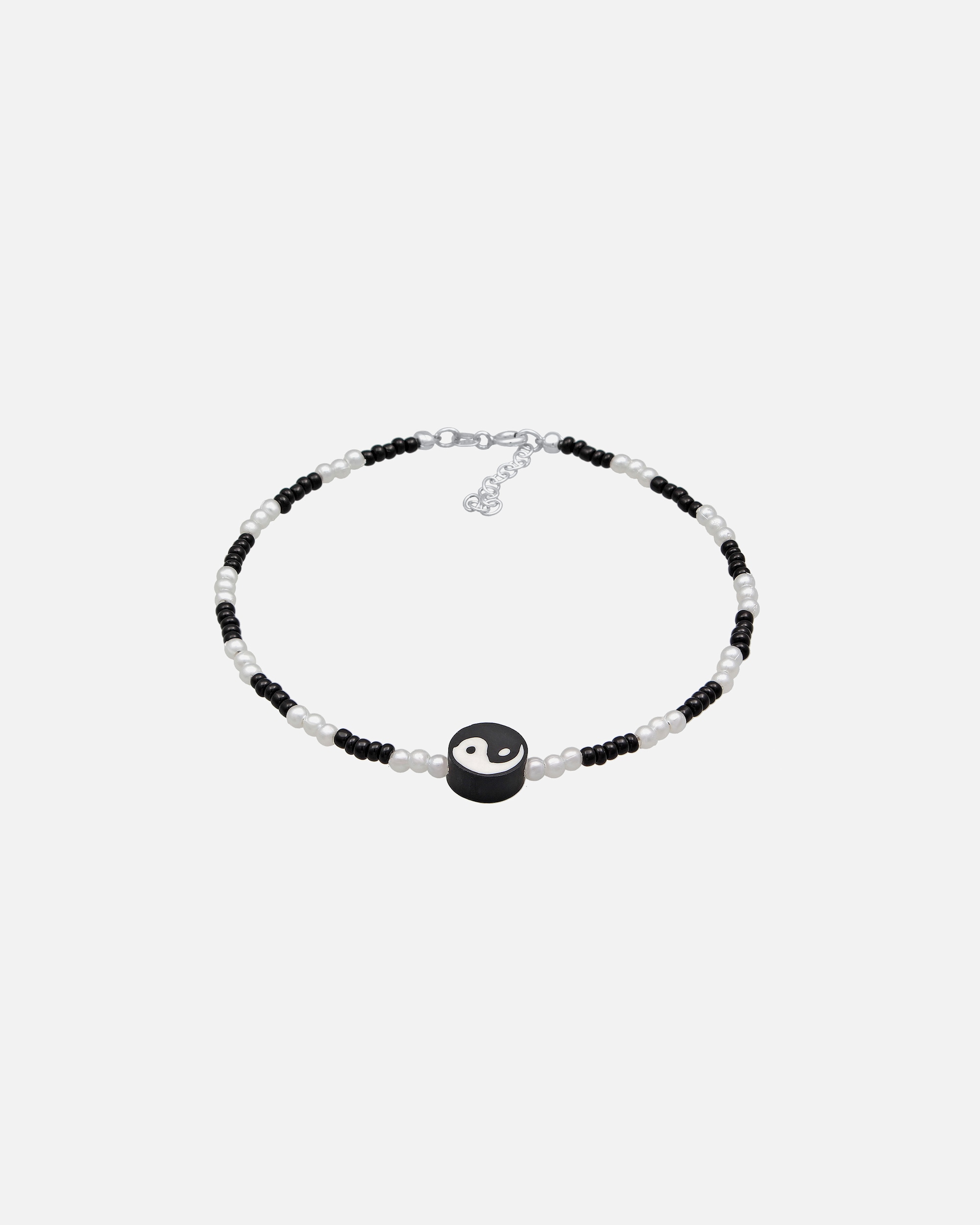Biżuteria na stopy dla Kobieta Elli Damska bransoletka na kostkę Yin Yang ze szklanymi koralikami ze srebra próby 925 Sterling Silver 22