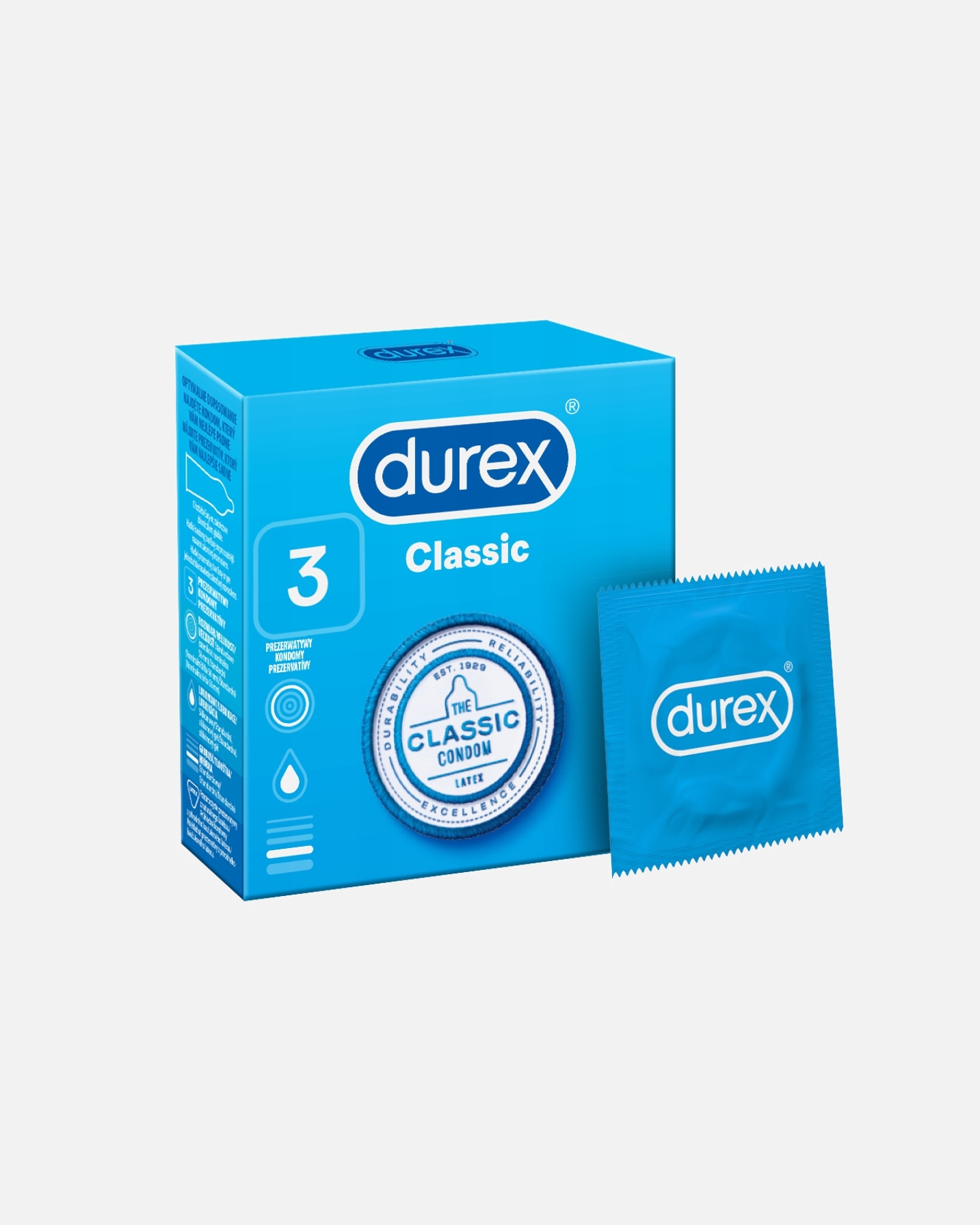 Prezerwatywa dla Unisex Durex Classic 3 szt