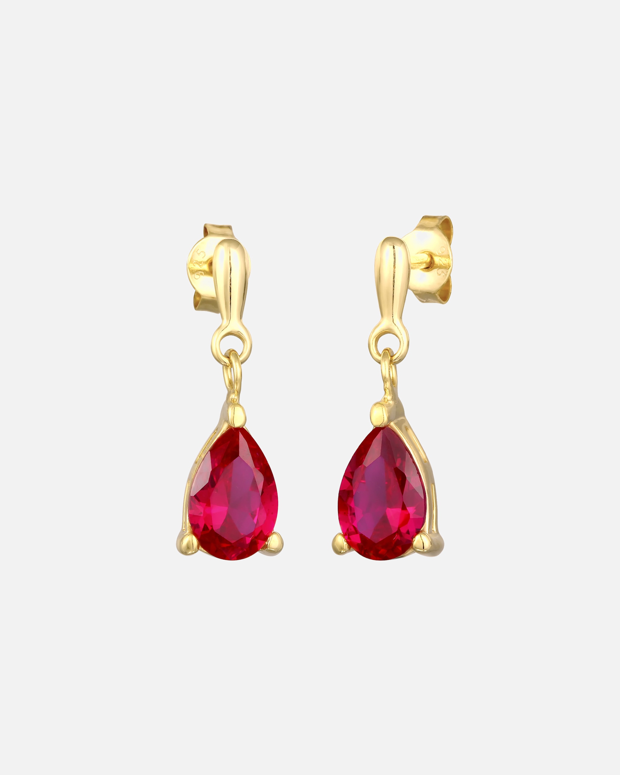Kolczyki dla Kobieta Elli Damska zawieszka do uszu kropla z syntetycznym Rubinem z pozłacanego srebra próby 925 Sterling Silver goldfarben