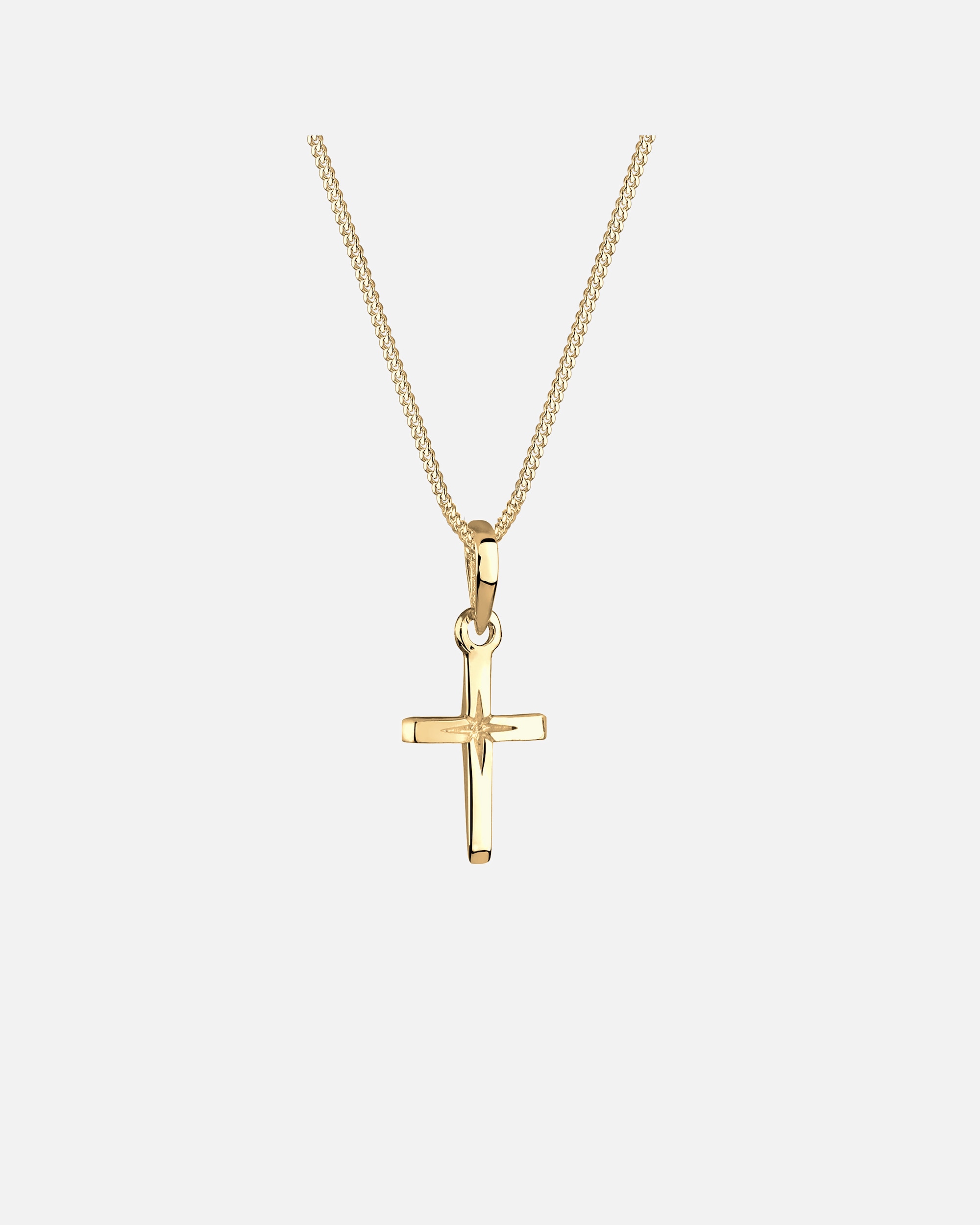 Naszyjnik dla Kobieta Elli Damski wisiorek krzyżyk z wygrawerowaną gwiazdą filigranowy wykonany ze srebra próby 925 Sterling Silver 45