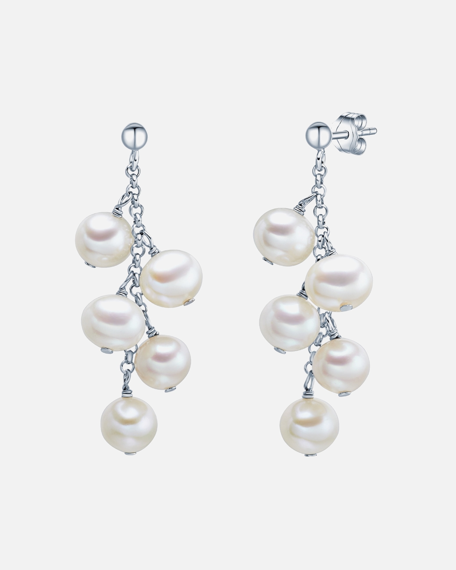 Kolczyki dla Kobieta Kolczyki sztyfty z perłą srebro wysokiej próby Perła hodowlana słodkowodna srebrny 40,5 mm