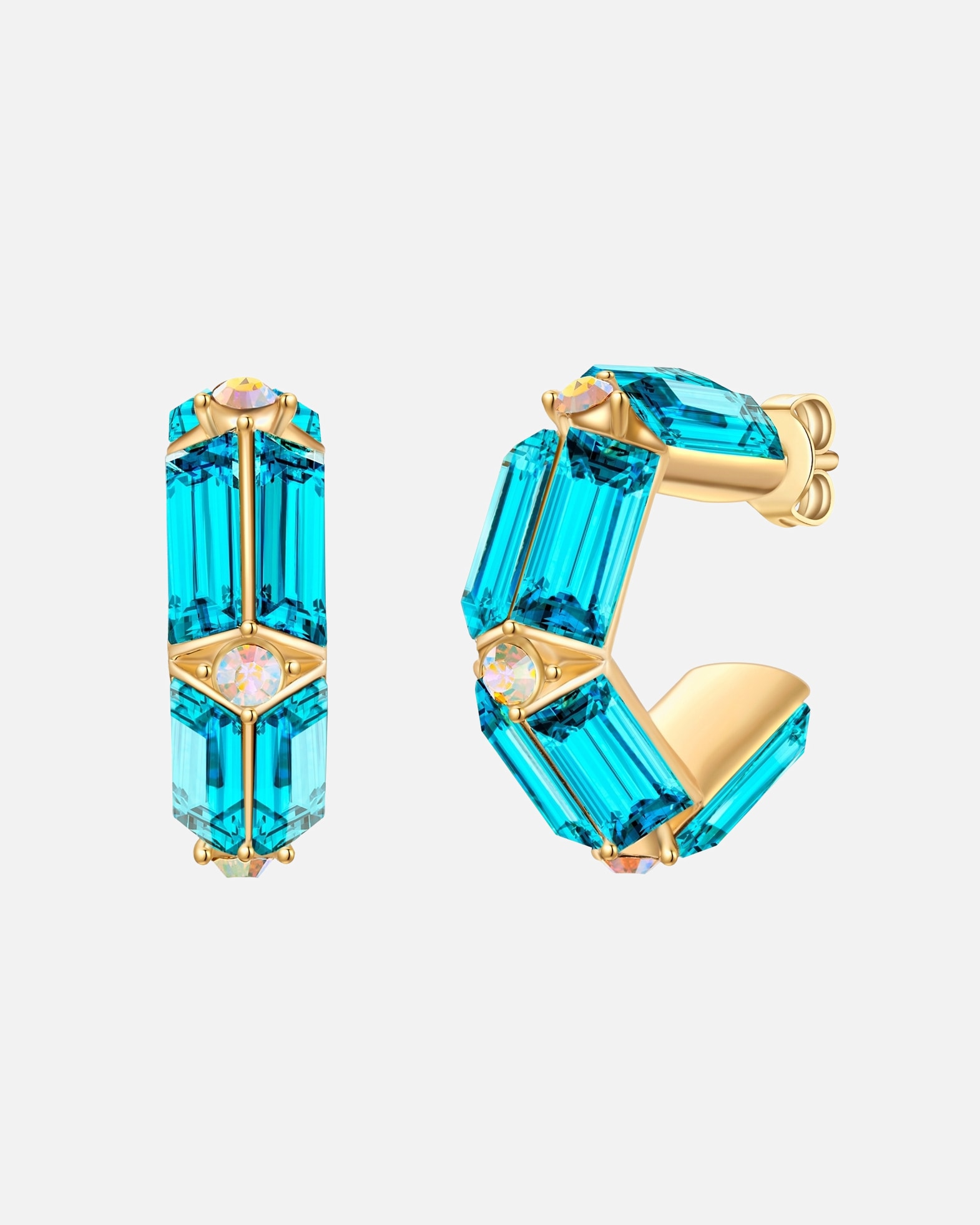 Obrączki dla Kobieta Yokoamii Kolczyki kola z pozlacanej metalowej stopu z krysztalem szklanym 16,8 mm