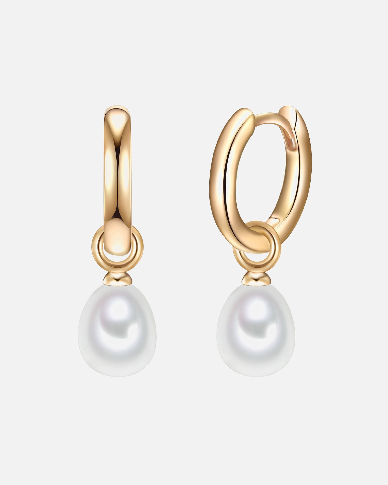 Obrączki dla Kobieta Srebrne kolczyki kreole srebro wysokiej próby Perła hodowlana słodkowodna żółte złoto 14,4 mm