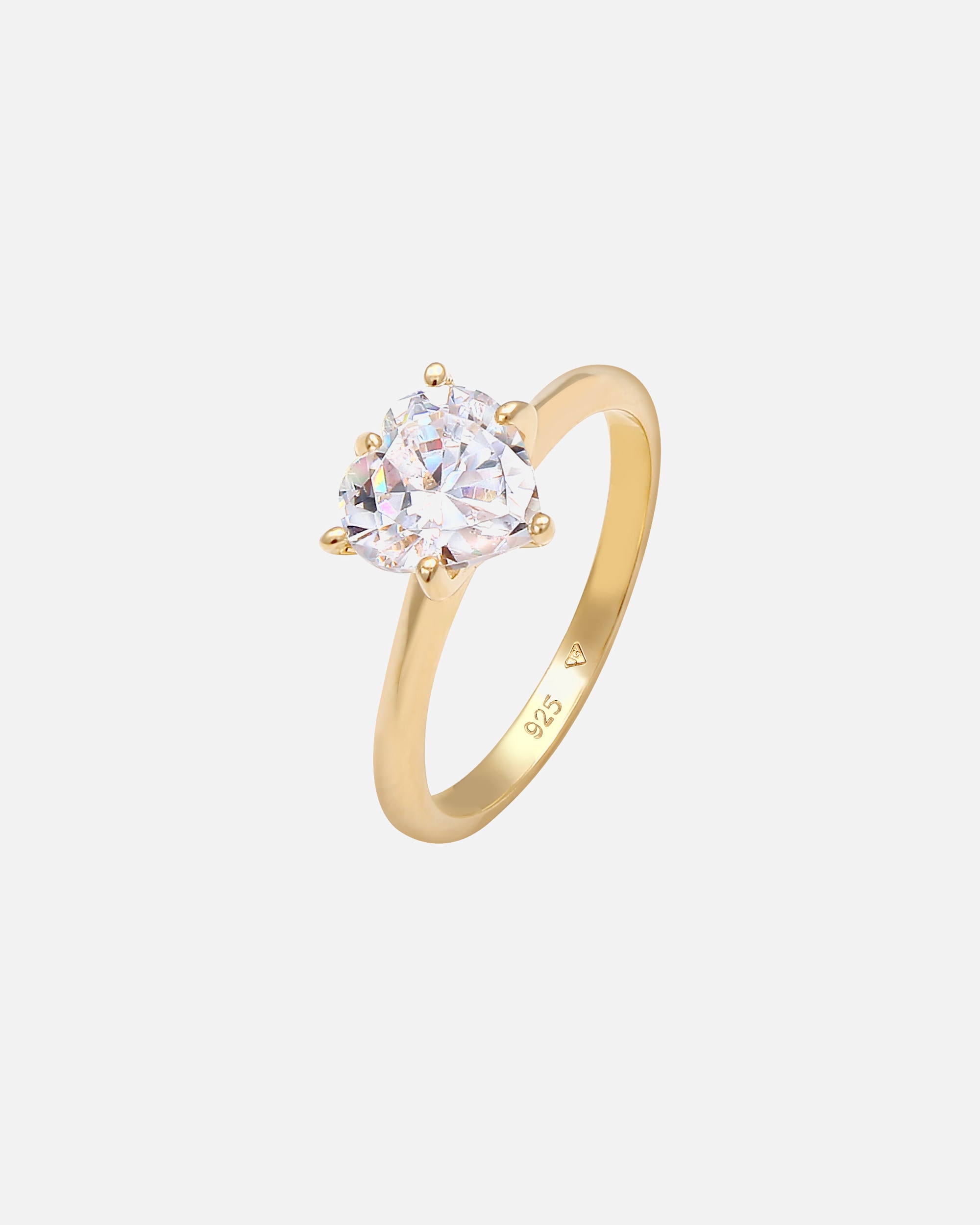 Pierścionek dla Kobieta Elli Damski soliter zaręczynowy miłość z cyrkonią kryształami w srebrze 925 Sterling Silver 54