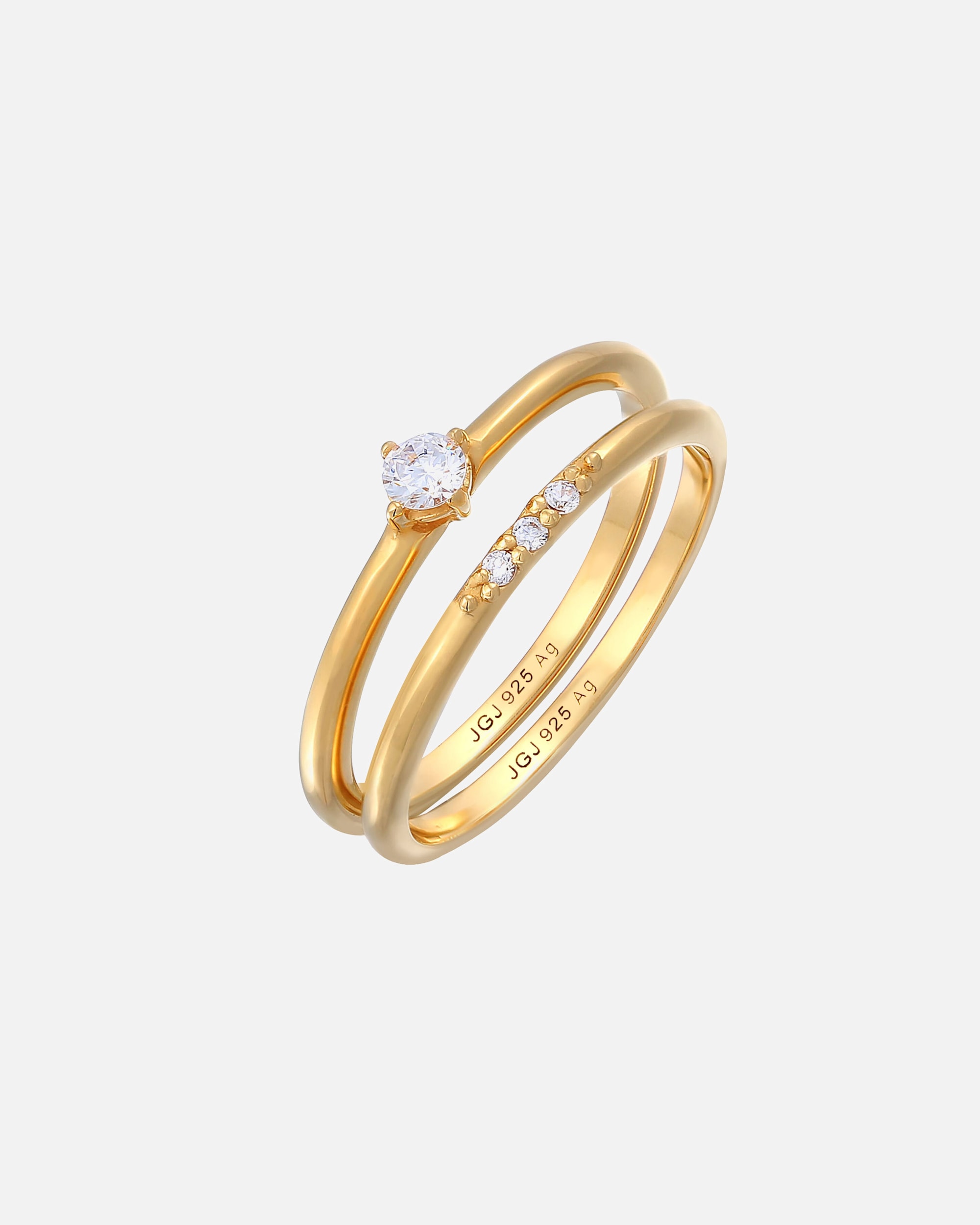 Pierścionek dla Kobieta Elli Damski zestaw pierścionków do łączenia Solitaire z kryształami cyrkonii w srebrze próby 925 50