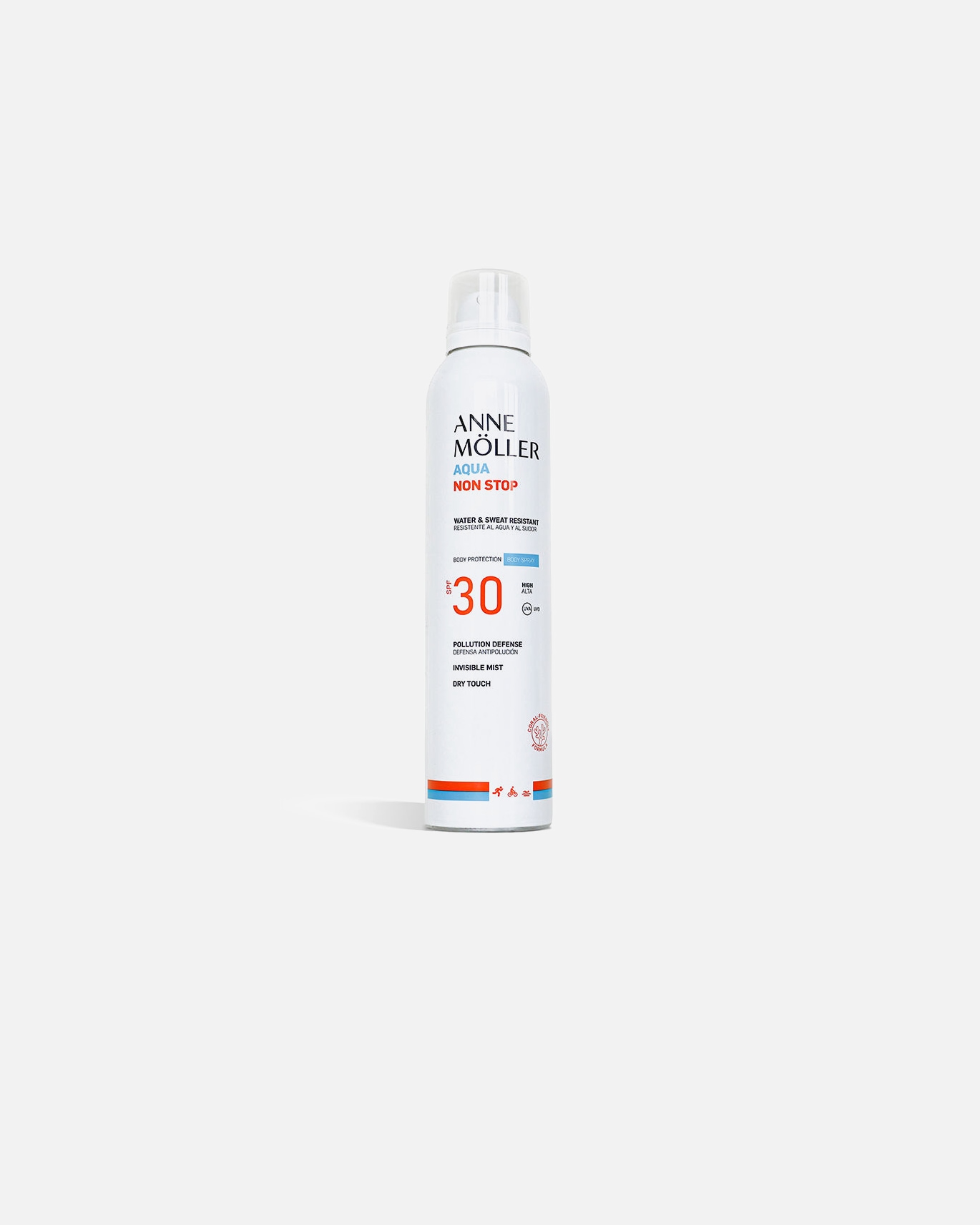 Spray do opalania dla Unisex Anne Möller AQUA NON STOP wodoodporny i odporny na pot spray do ciała SPF30 200 ml