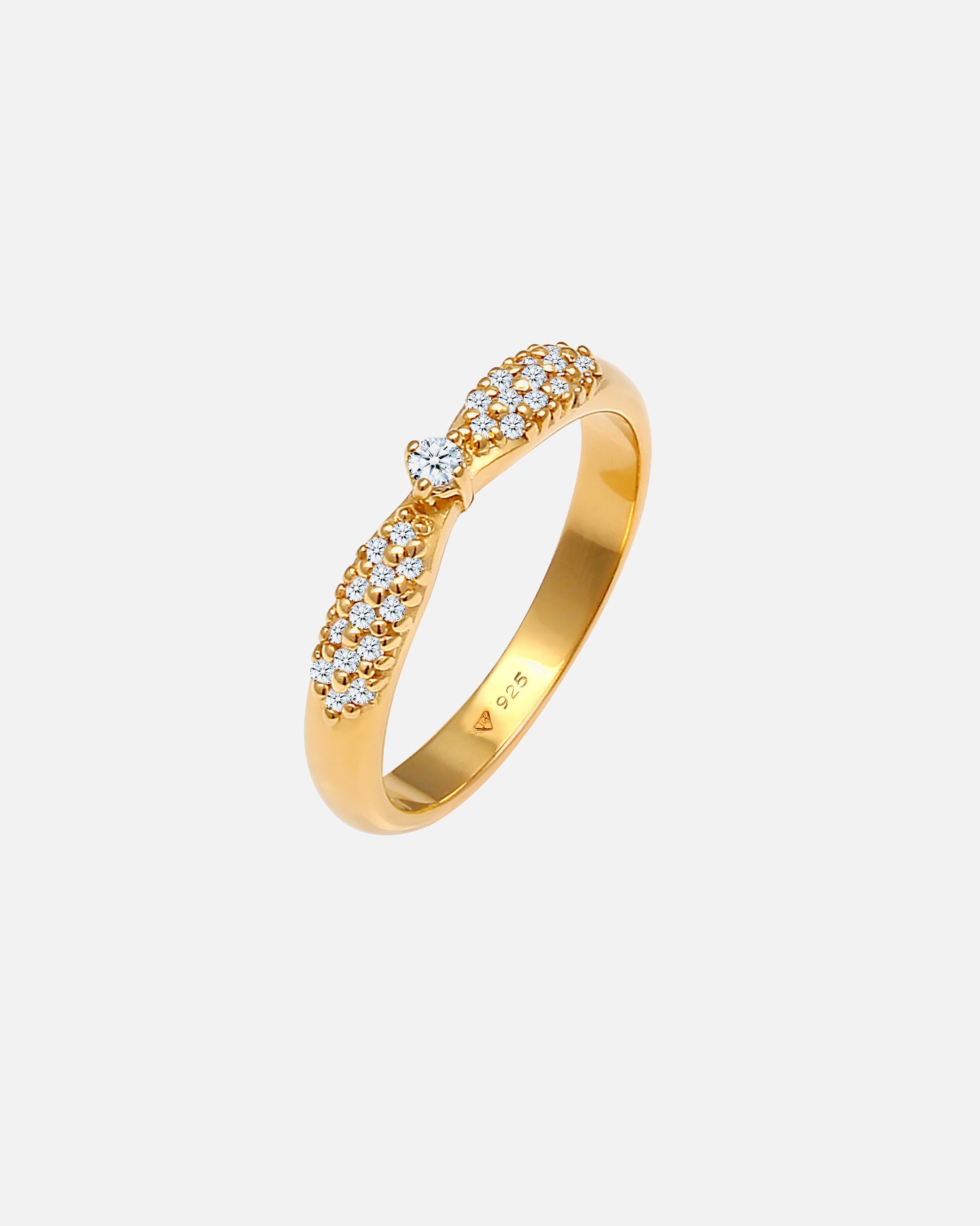 Pierścionek dla Kobieta Elli DIAMONDS Damski zaręczynowy glamour z diamentami (0.16 ct) pozłacane srebro 925 Sterling Silver 54